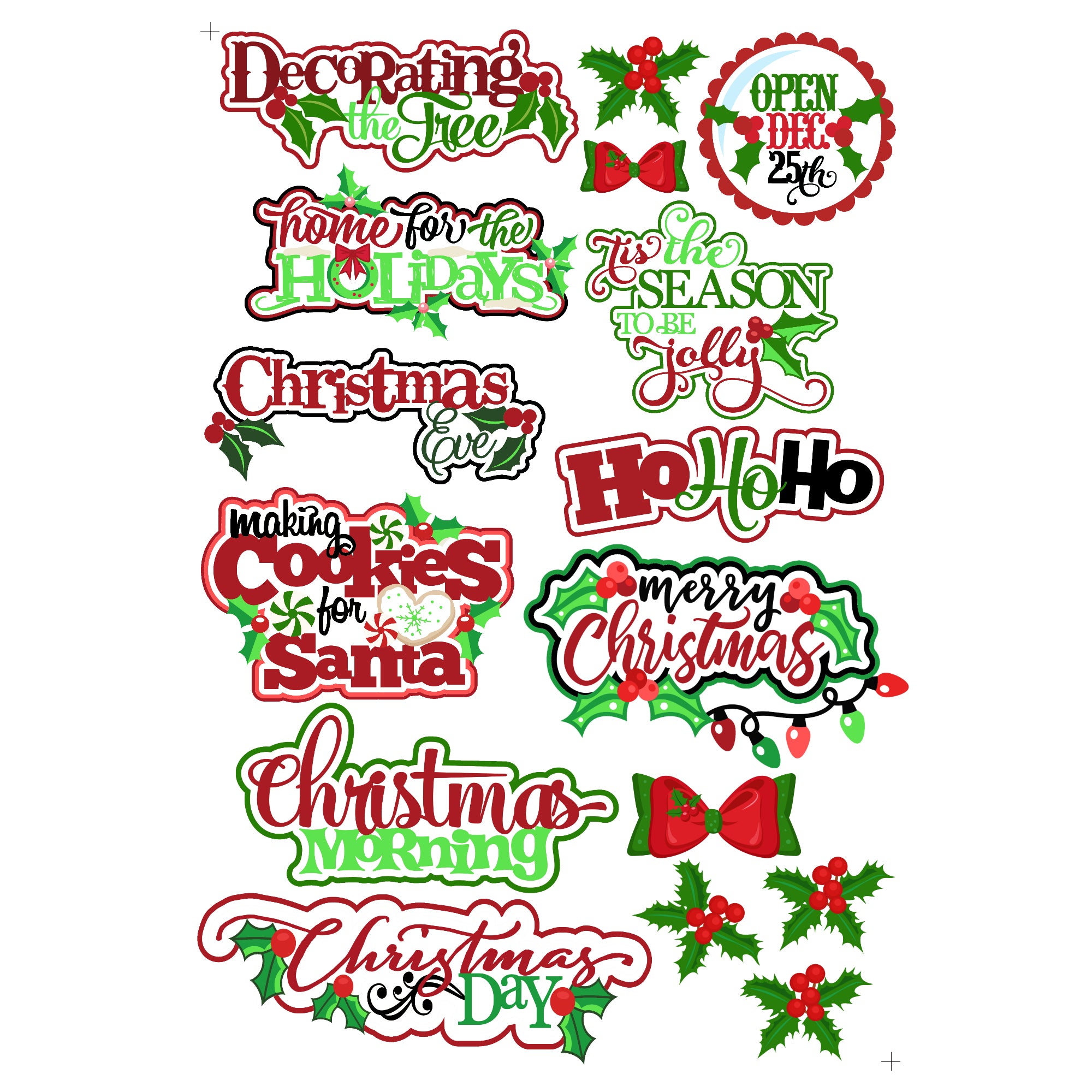 Quirky Quotes Collection Merry Christmas Laser Cut Scrapbook or Card Embellishments by SSC Laser Designs -15 pieces