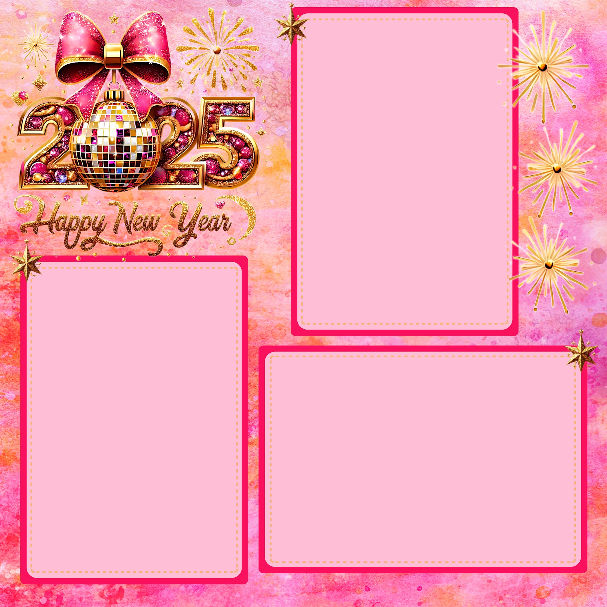 Happy New Year 2025 (2) - 12 x 12 Premade, Printed Scrapbook Pages by SSC Designs