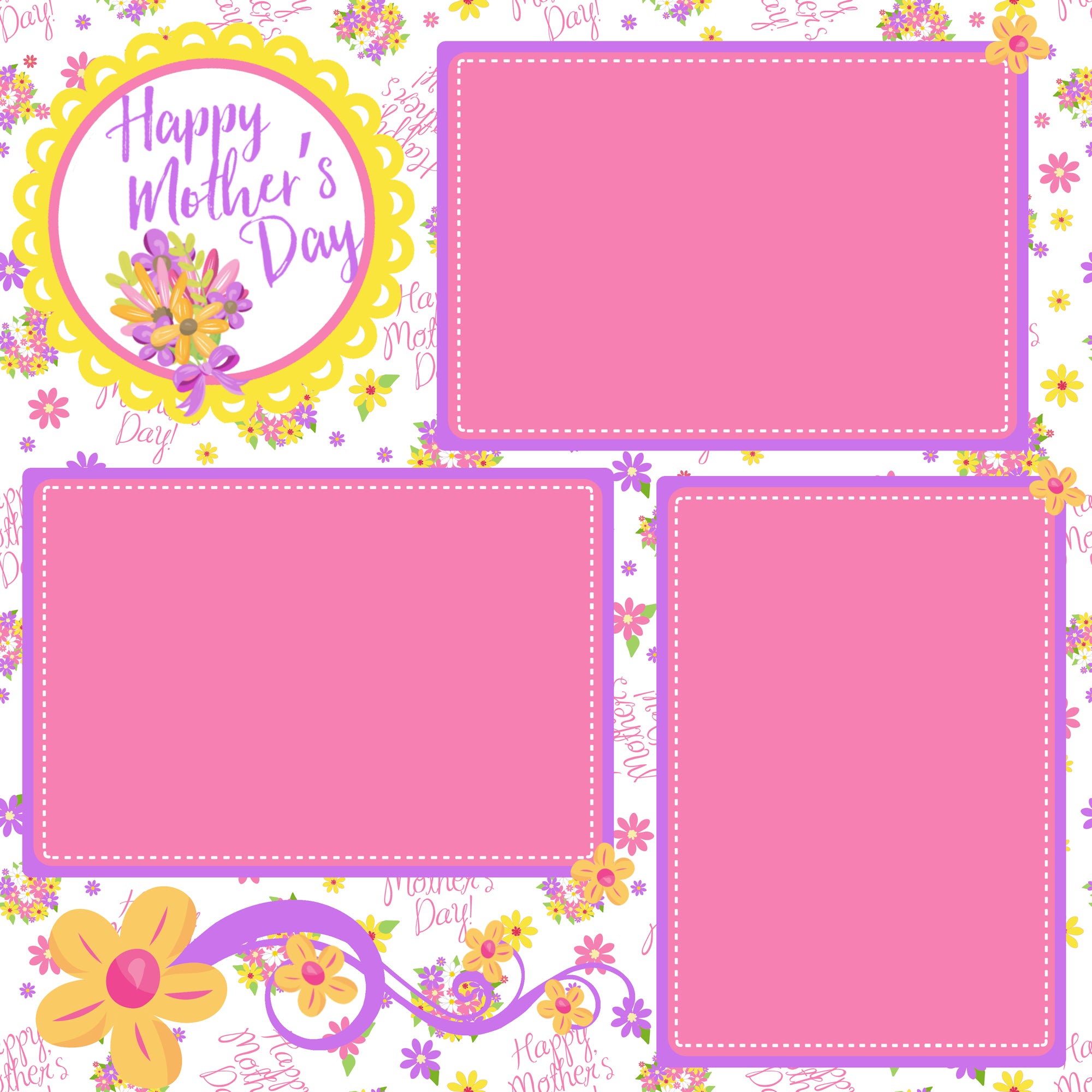 Mother's Day Flowers (2) - 12 x 12 Printed Scrapbook Pages by SSC Designs