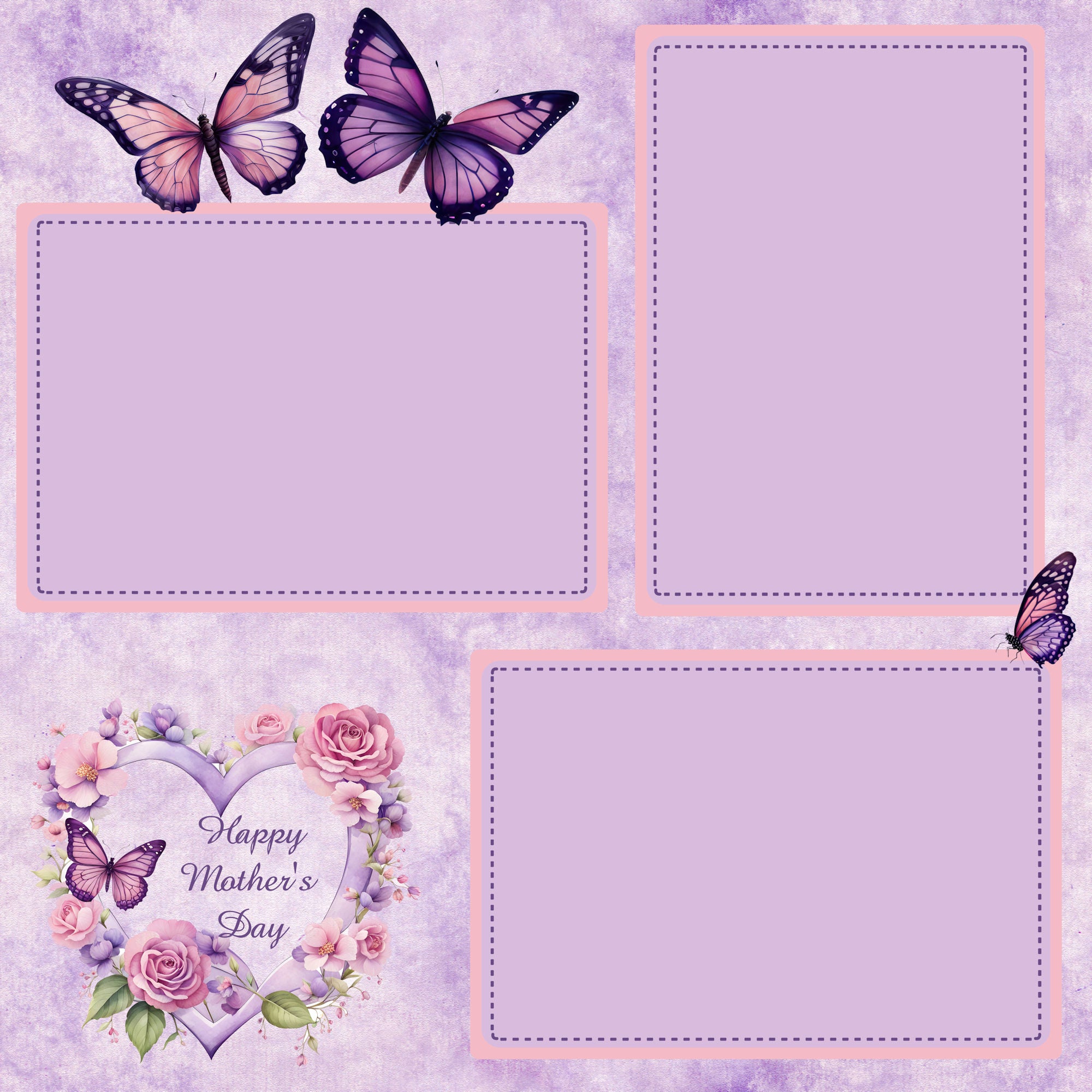 Mother's Day Butterfiels (2) - 12 x 12 Printed Scrapbook Pages by SSC Designs