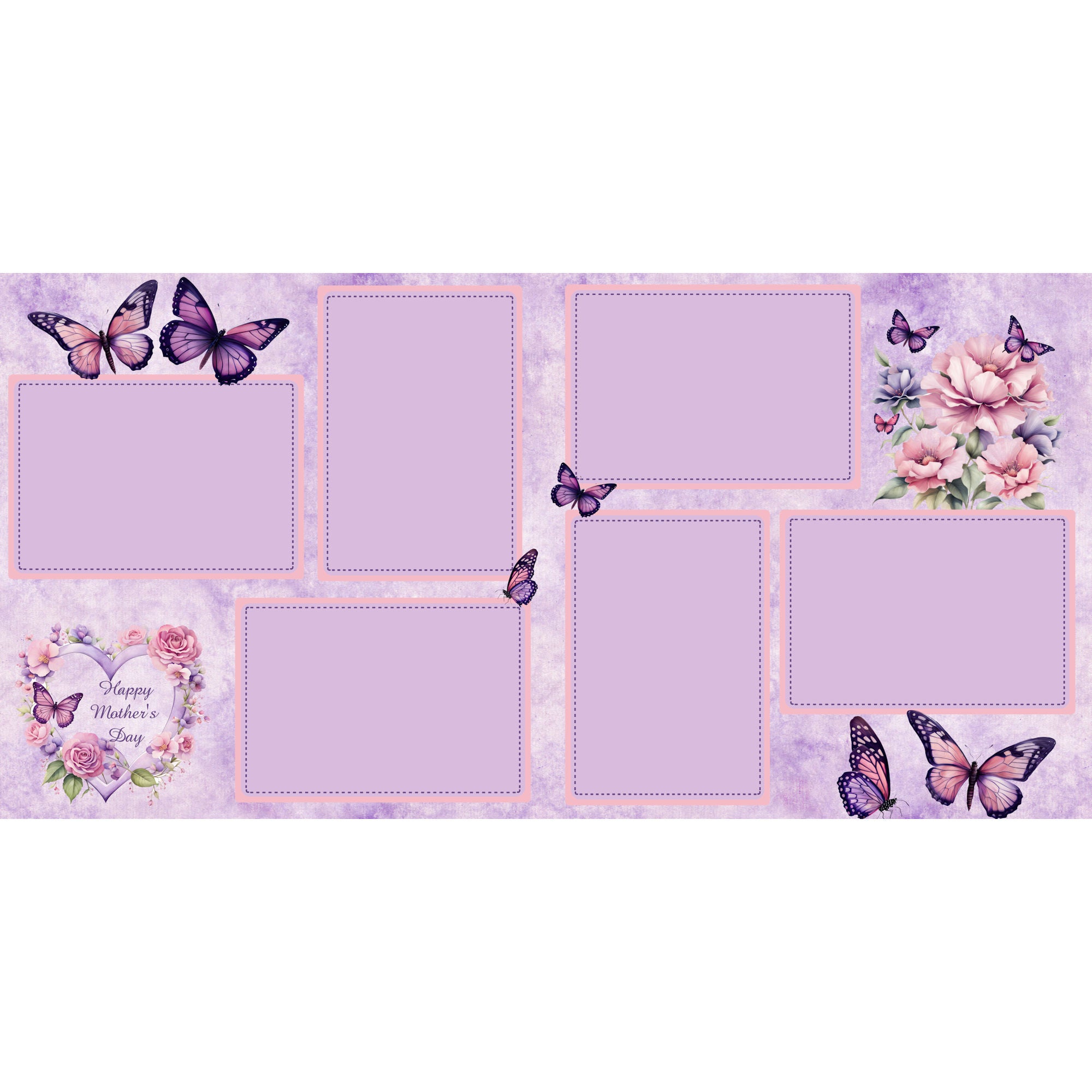 Mother's Day Butterfiels (2) - 12 x 12 Printed Scrapbook Pages by SSC Designs