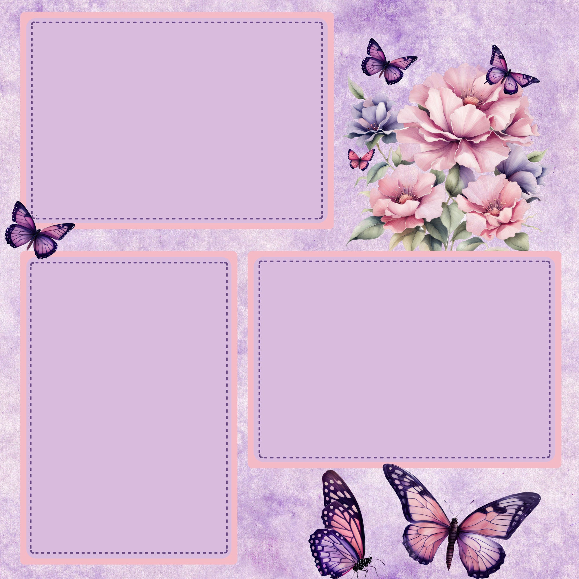 Mother's Day Butterfiels (2) - 12 x 12 Printed Scrapbook Pages by SSC Designs