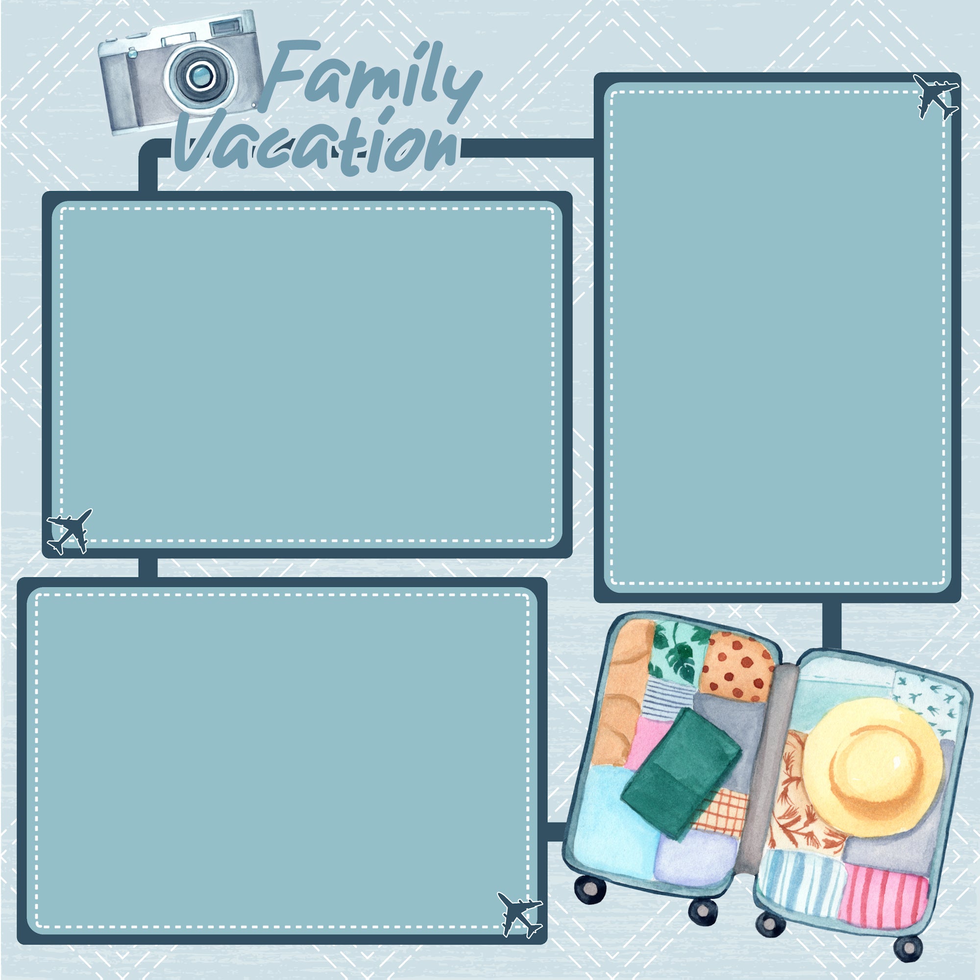 Family Vacation (2) - 12 x 12 Premade, Printed Scrapbook Pages by SSC Designs