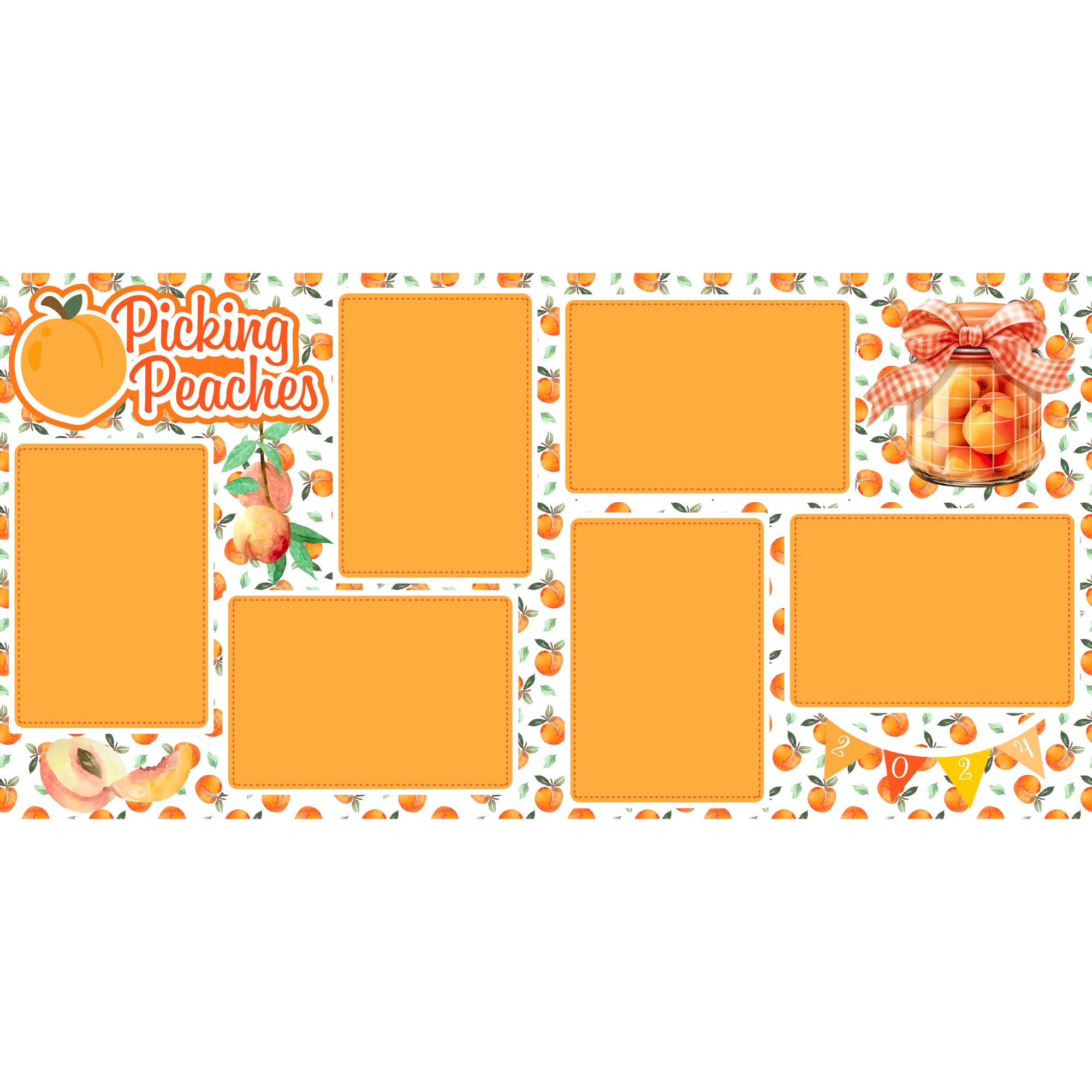 Picking Peaches (2) - 12 x 12 Premade, Printed Scrapbook Pages by SSC Designs