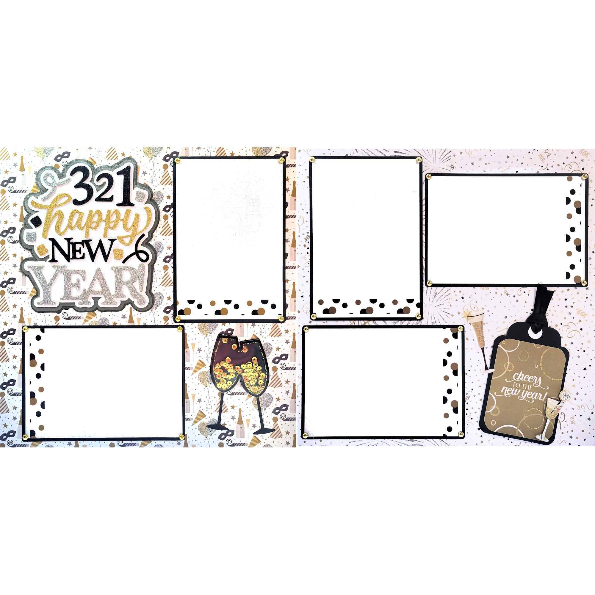 Happy New Year Countdown (2) - 12 x 12 Pages, Fully-Assembled & Hand-Crafted 3D Scrapbook Premade by SSC Designs