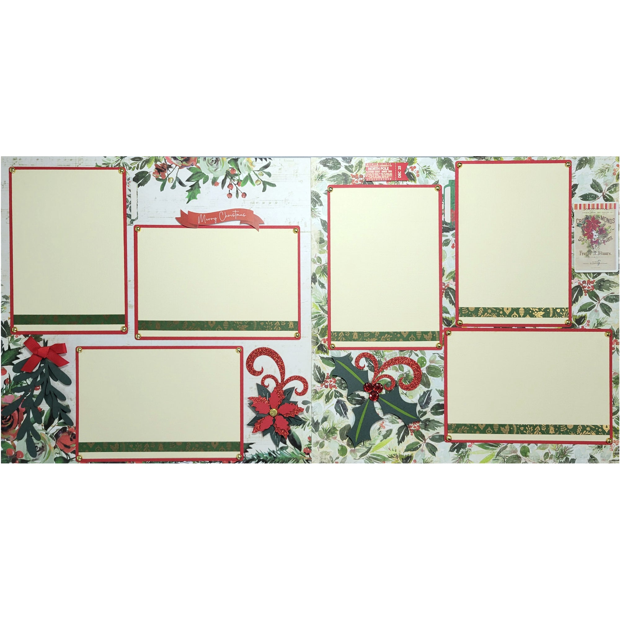 Vintage Christmas (2) - 12 x 12 Pages, Fully-Assembled & Hand-Crafted 3D Scrapbook Premade by SSC Designs