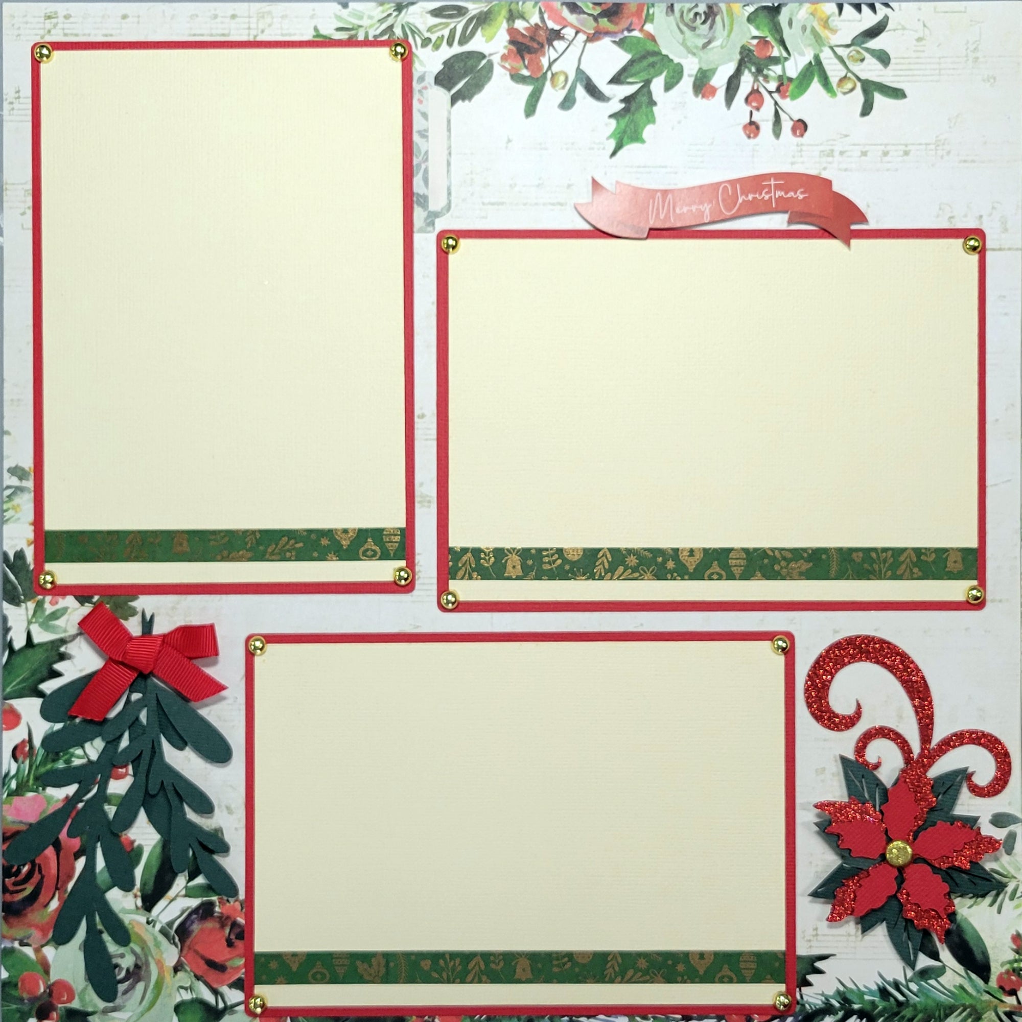 Vintage Christmas (2) - 12 x 12 Pages, Fully-Assembled & Hand-Crafted 3D Scrapbook Premade by SSC Designs