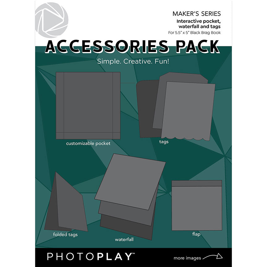 Maker's Series Collection Black 5.5 x 5 Brag Book Accessories Pack by Photo Play Paper