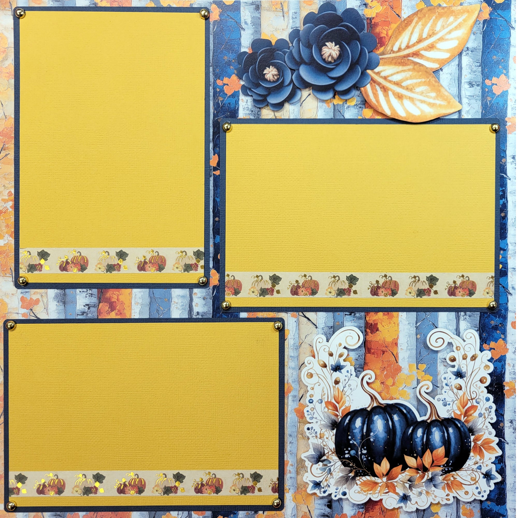 Happy Fall (2) - 12 x 12 Pages, Fully-Assembled & Hand-Crafted 3D Scrapbook Premade by SSC Designs