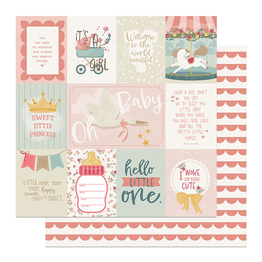 Sweet Little Princess Collection Hello Little One 12 x 12 Double-Sided Scrapbook Paper by Photo Play Paper