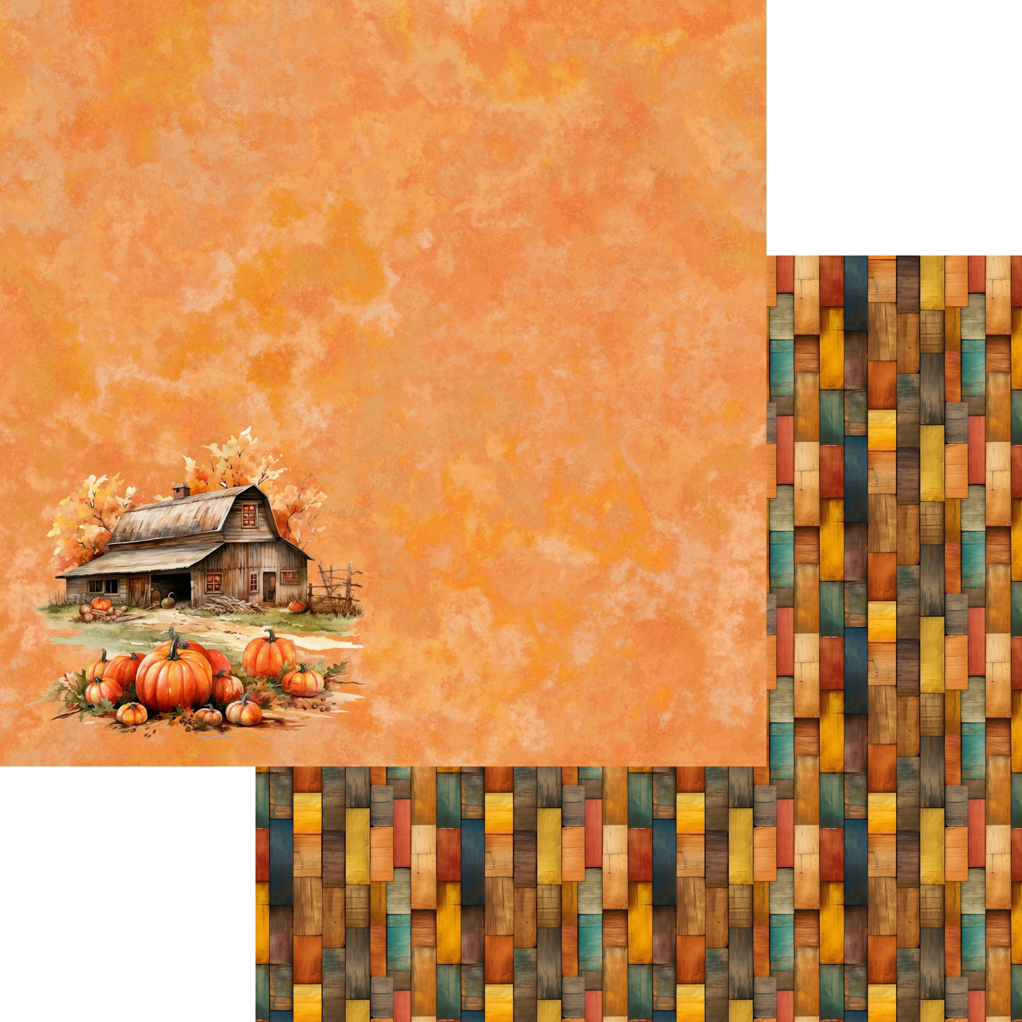 Fall Blessings Collection Old Farmhosue 12 x 12 Double-Sided Scrapbook Paper by SSC Designs