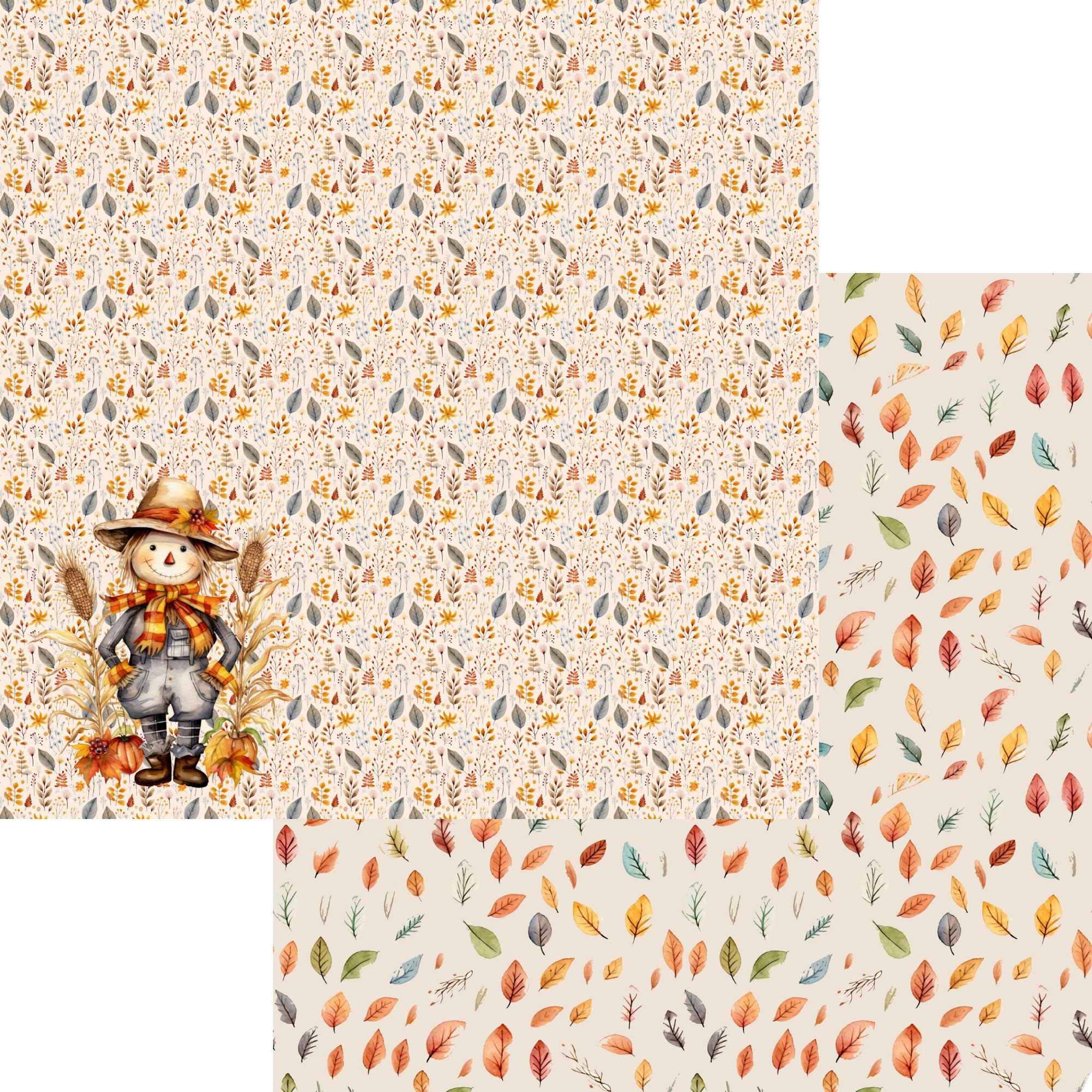 Fall Blessings Collection Scarecrow Love 12 x 12 Double-Sided Scrapbook Paper by SSC Designs