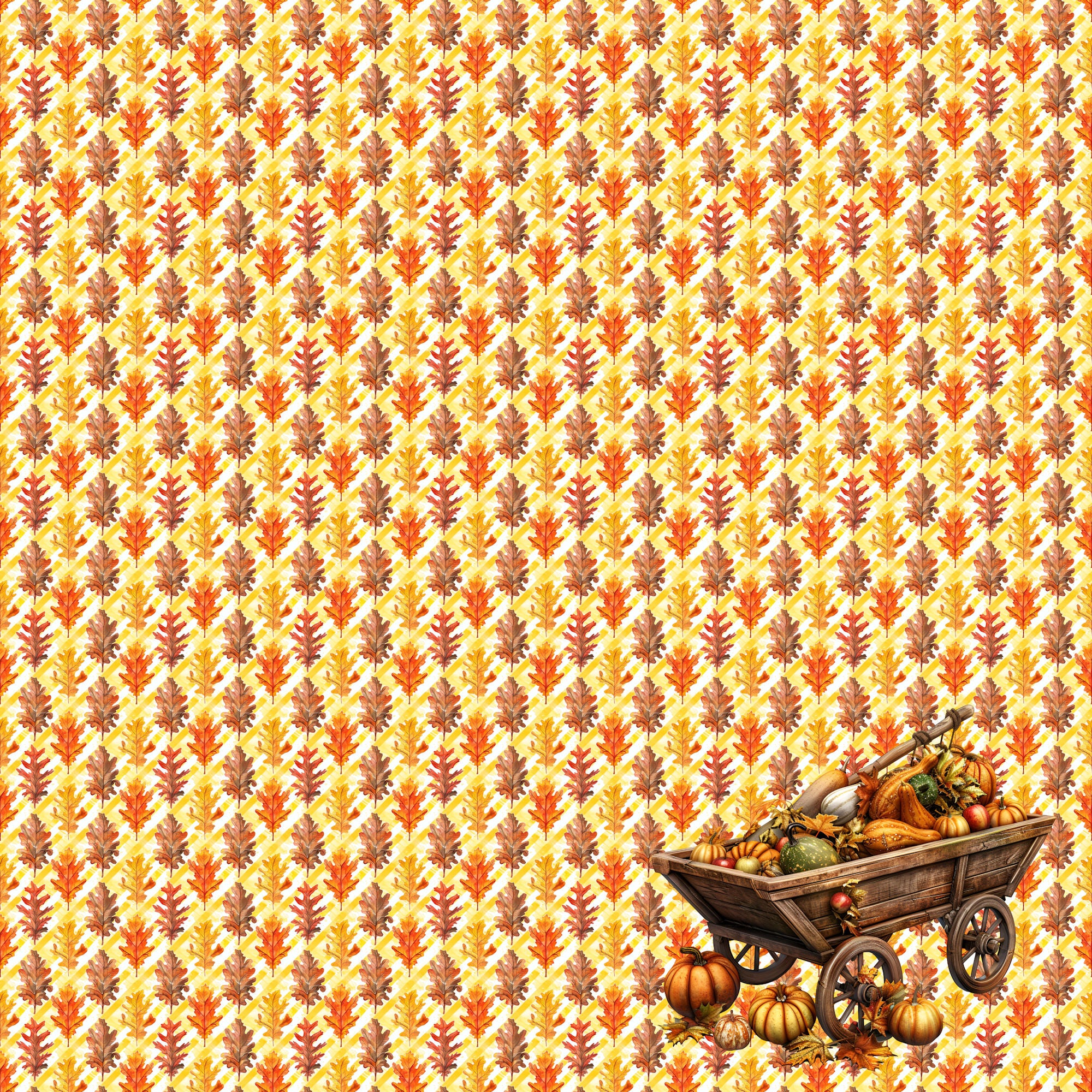 Fall Blessings Collection Fall Gourds 12 x 12 Double-Sided Scrapbook Paper by SSC Designs