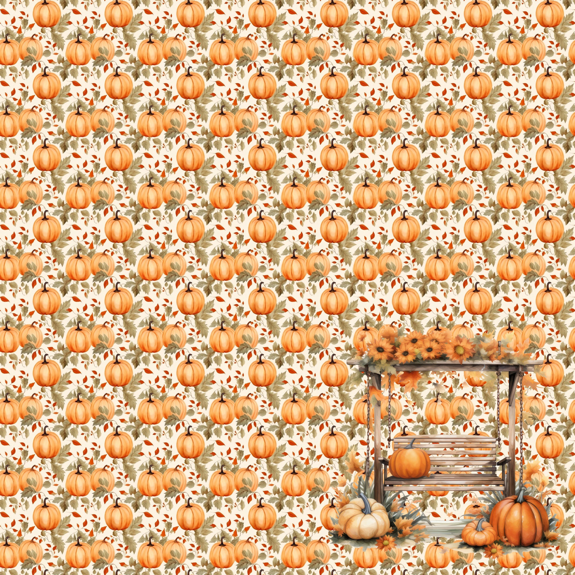 Fall Blessings Collection Pumpkins For Sale 12 x 12 Double-Sided Scrapbook Paper by SSC Designs