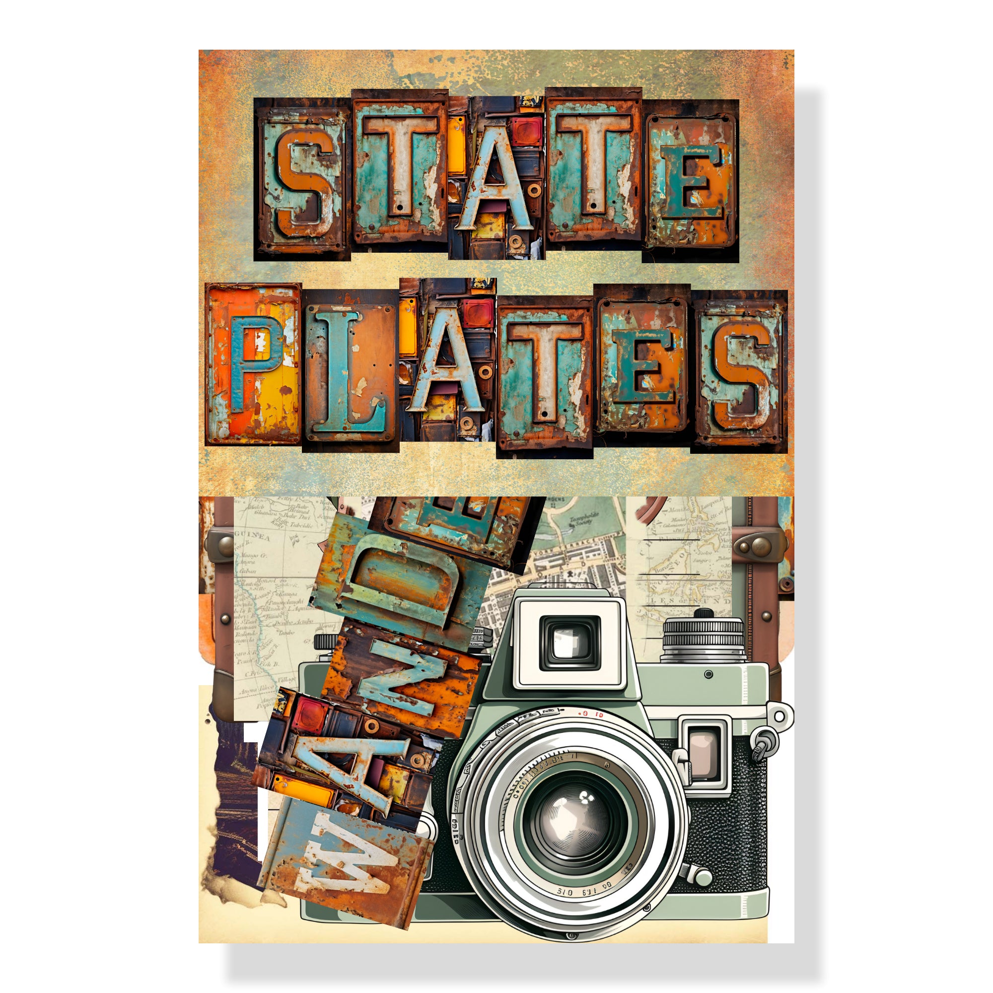 State Plates Collection Travel Scrapbook Ephemera by SSC Designs