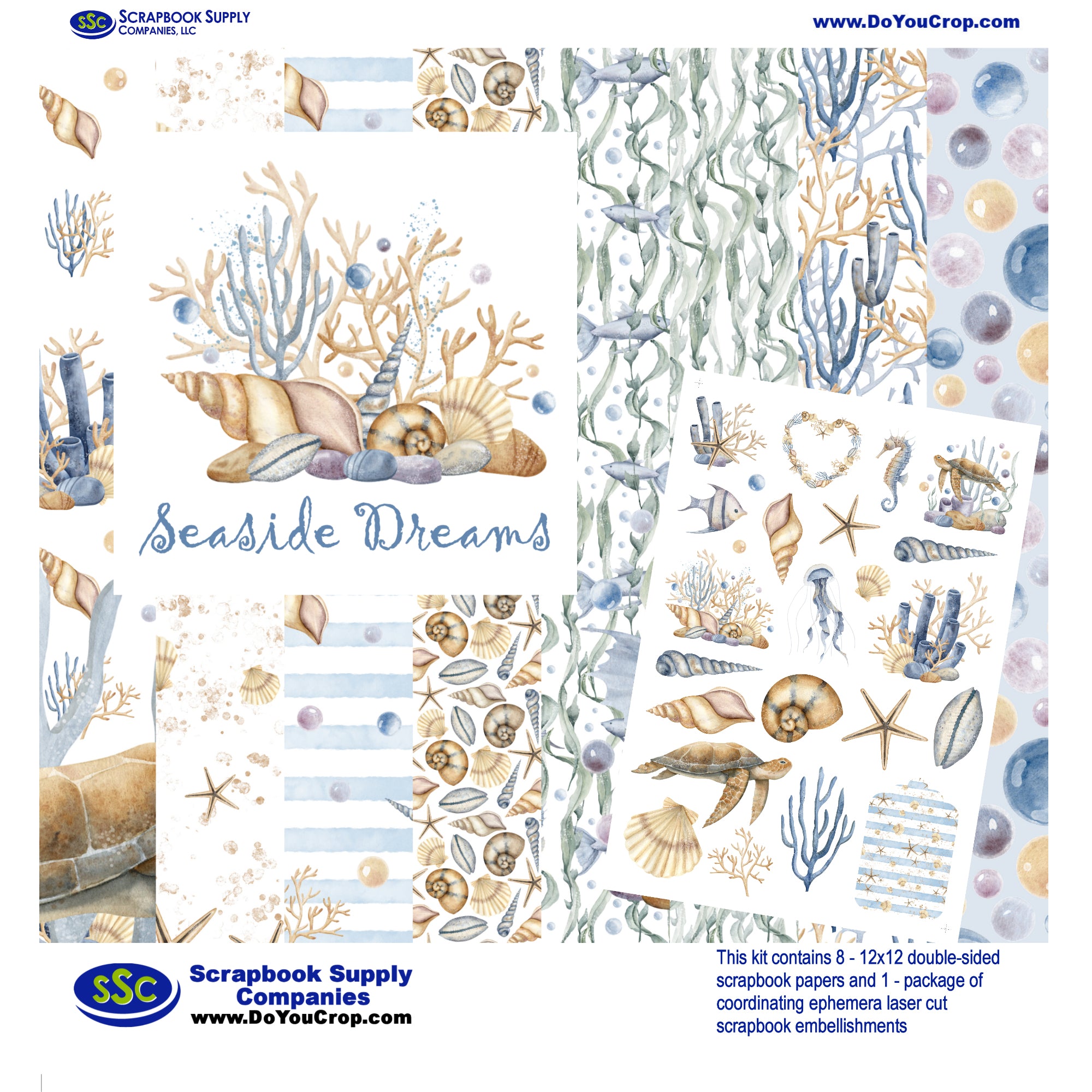 Seaside Dreams 12 x 12 Scrapbook Paper & Embellishment Kit by SSC Designs