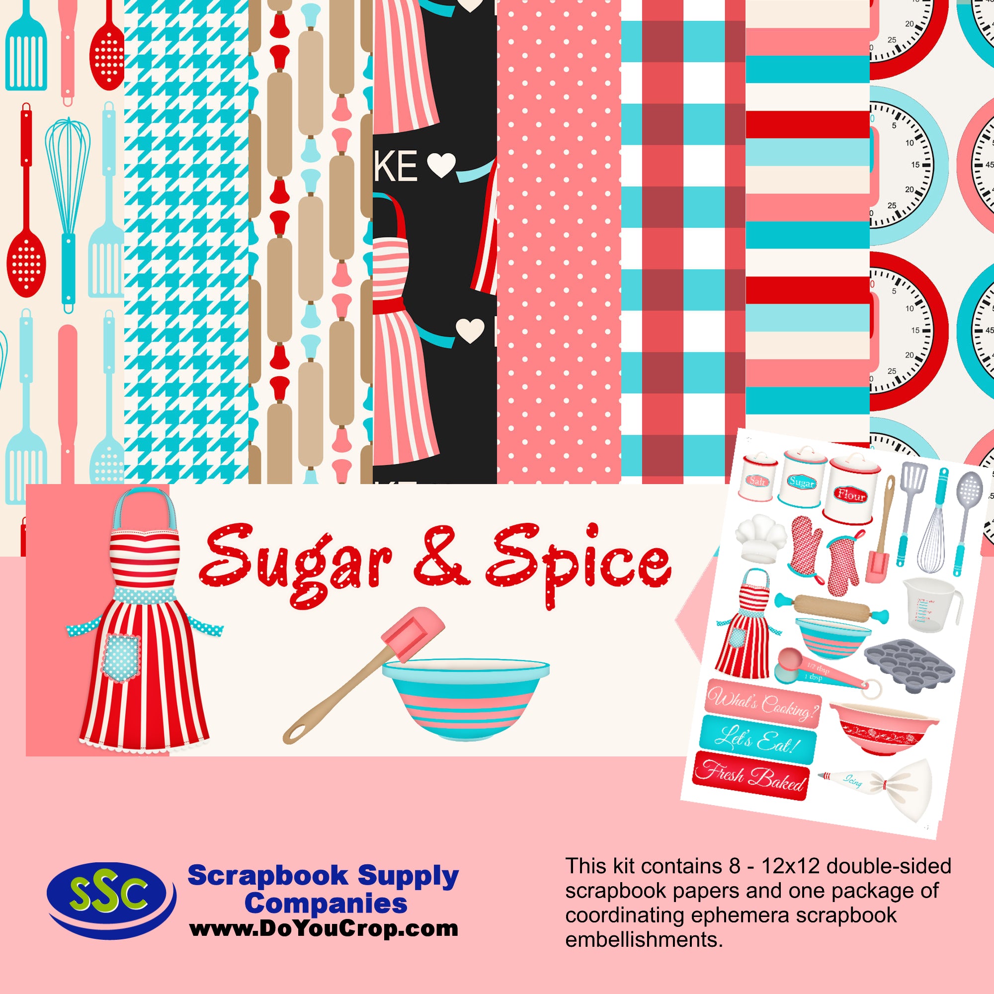 Sugar & Spice Collection 12x12 Scrapbook Paper & Embellishment Kit by SSC Designs