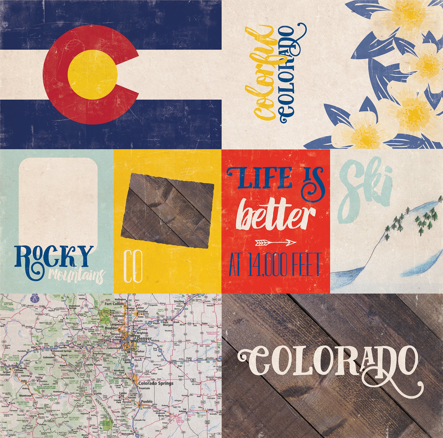 Stateside Collection Colorado 12 x 12 Double-Sided Scrapbook Paper by Echo Park Paper