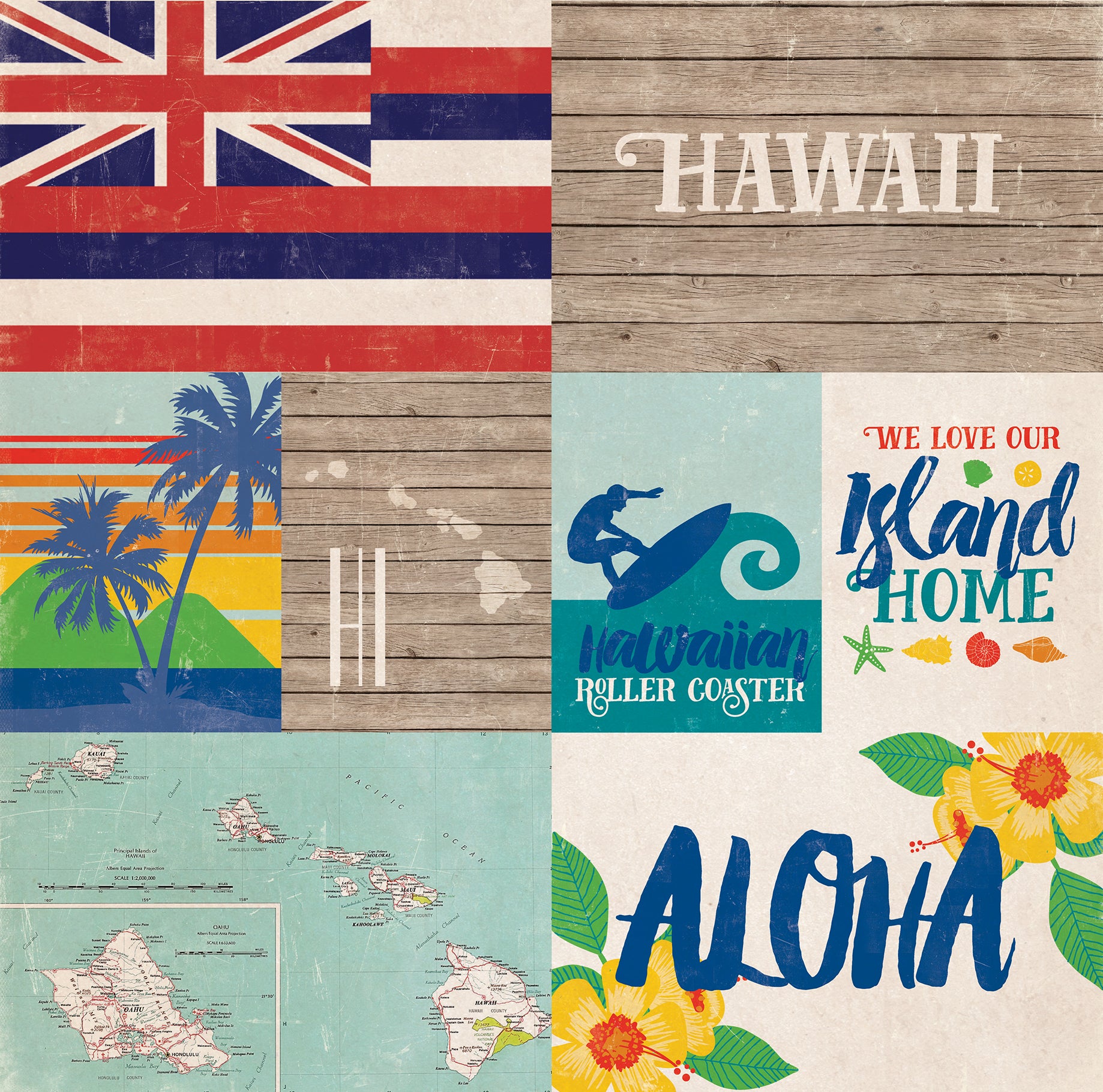 Stateside Collection Hawaii 12 x 12 Double-Sided Scrapbook Paper by Echo Park Paper