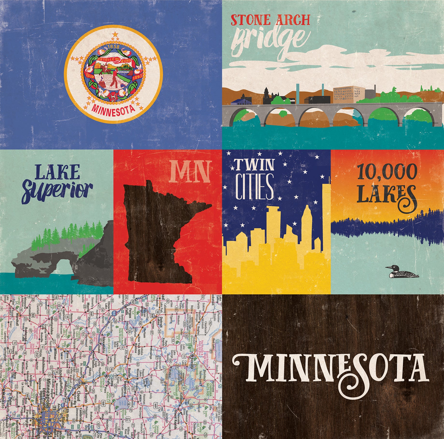 Stateside Collection Minnesota 12 x 12 Double-Sided Scrapbook Paper by Echo Park Paper