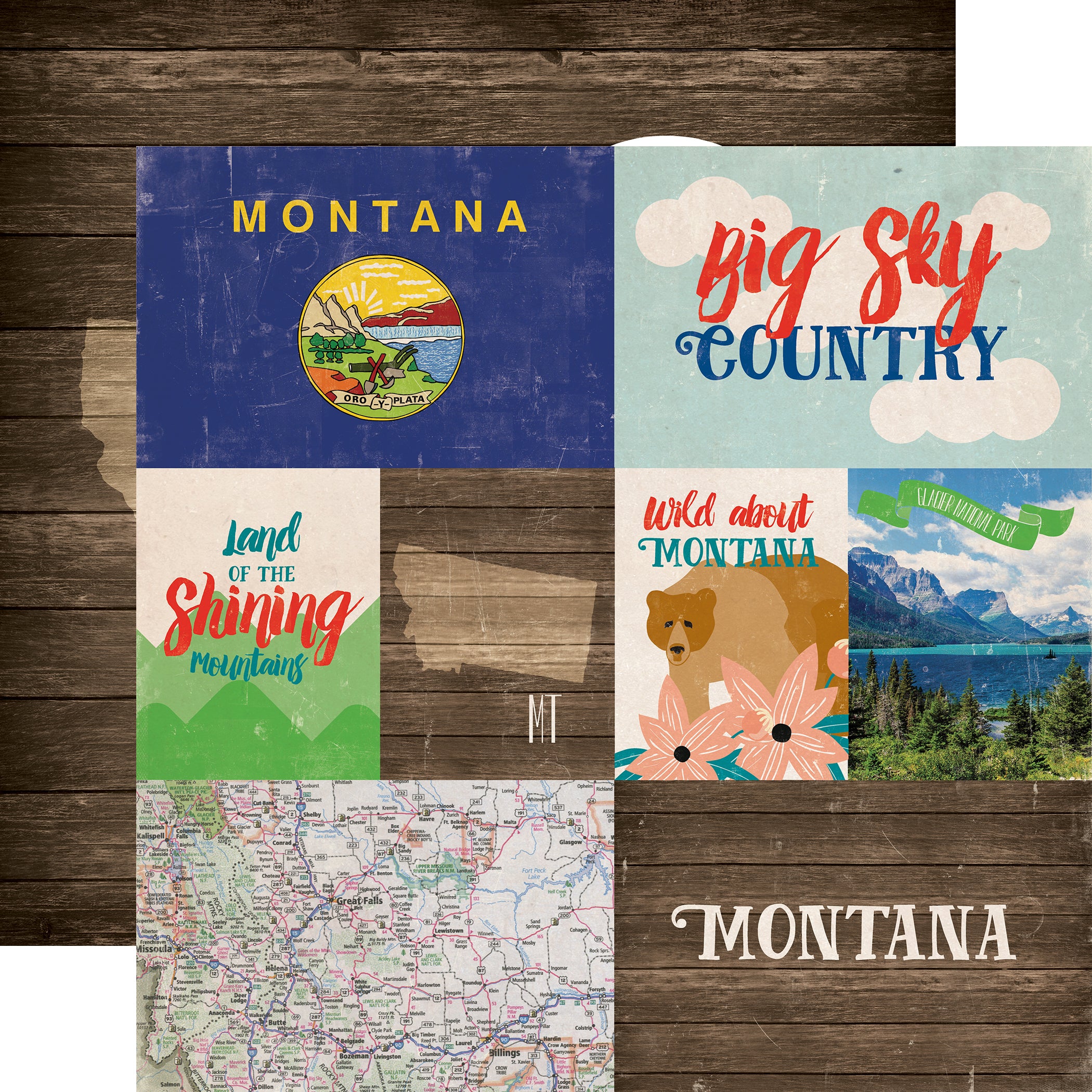 Stateside Collection Montana 12 x 12 Double-Sided Scrapbook Paper by Echo Park Paper