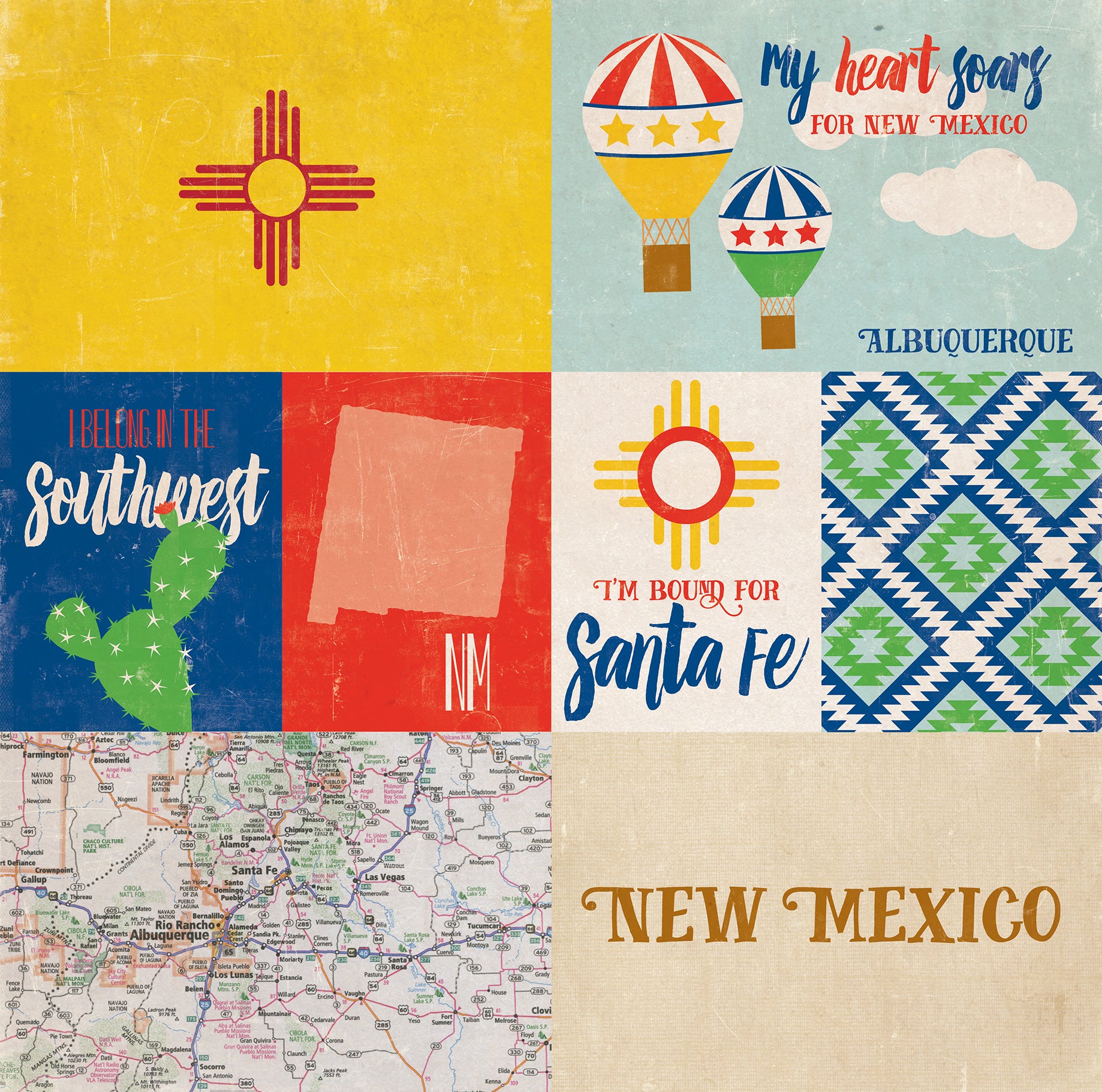 Stateside Collection New Mexico 12 x 12 Double-Sided Scrapbook Paper by Echo Park Paper