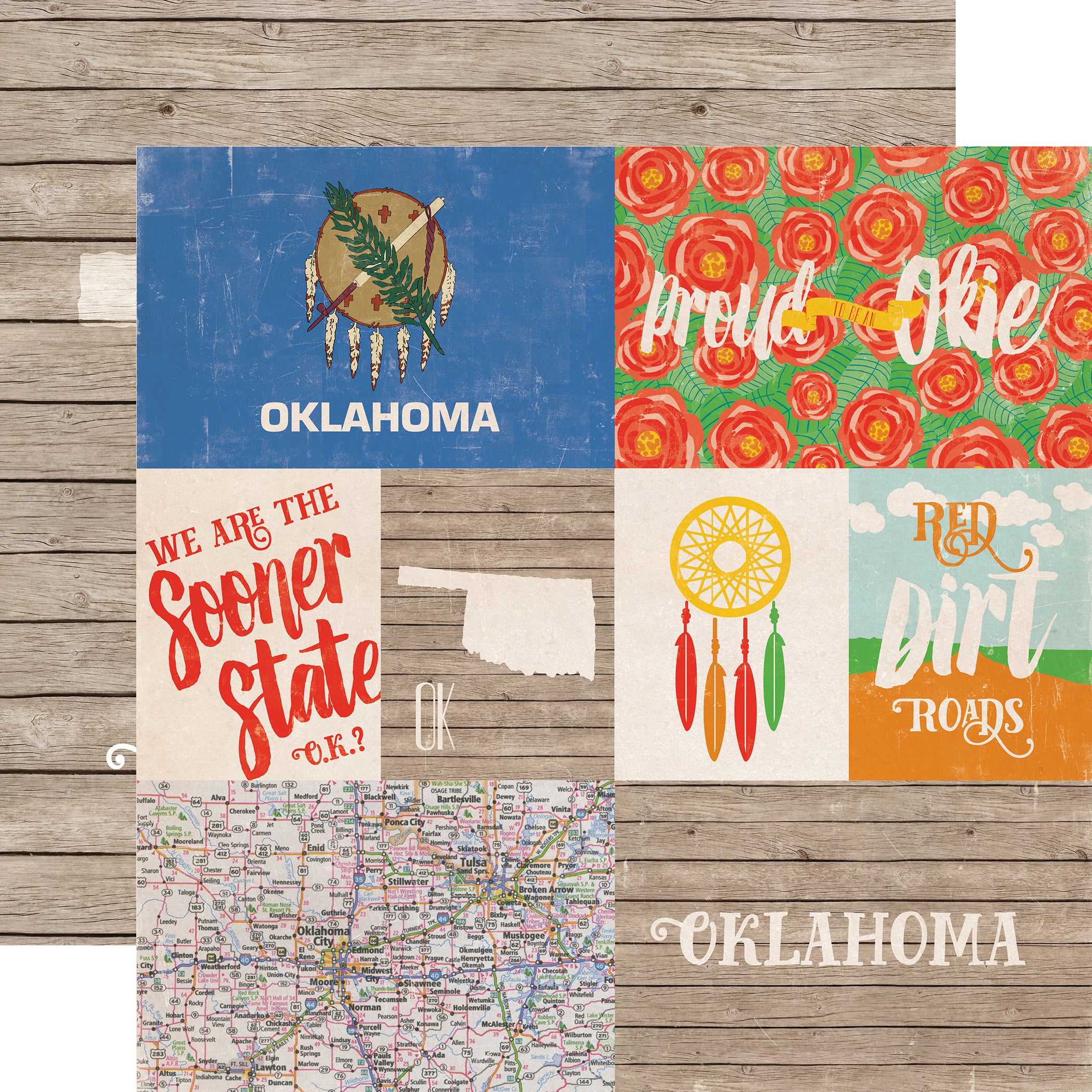 Stateside Collection Oklahoma 12 x 12 Double-Sided Scrapbook Paper by Echo Park Paper