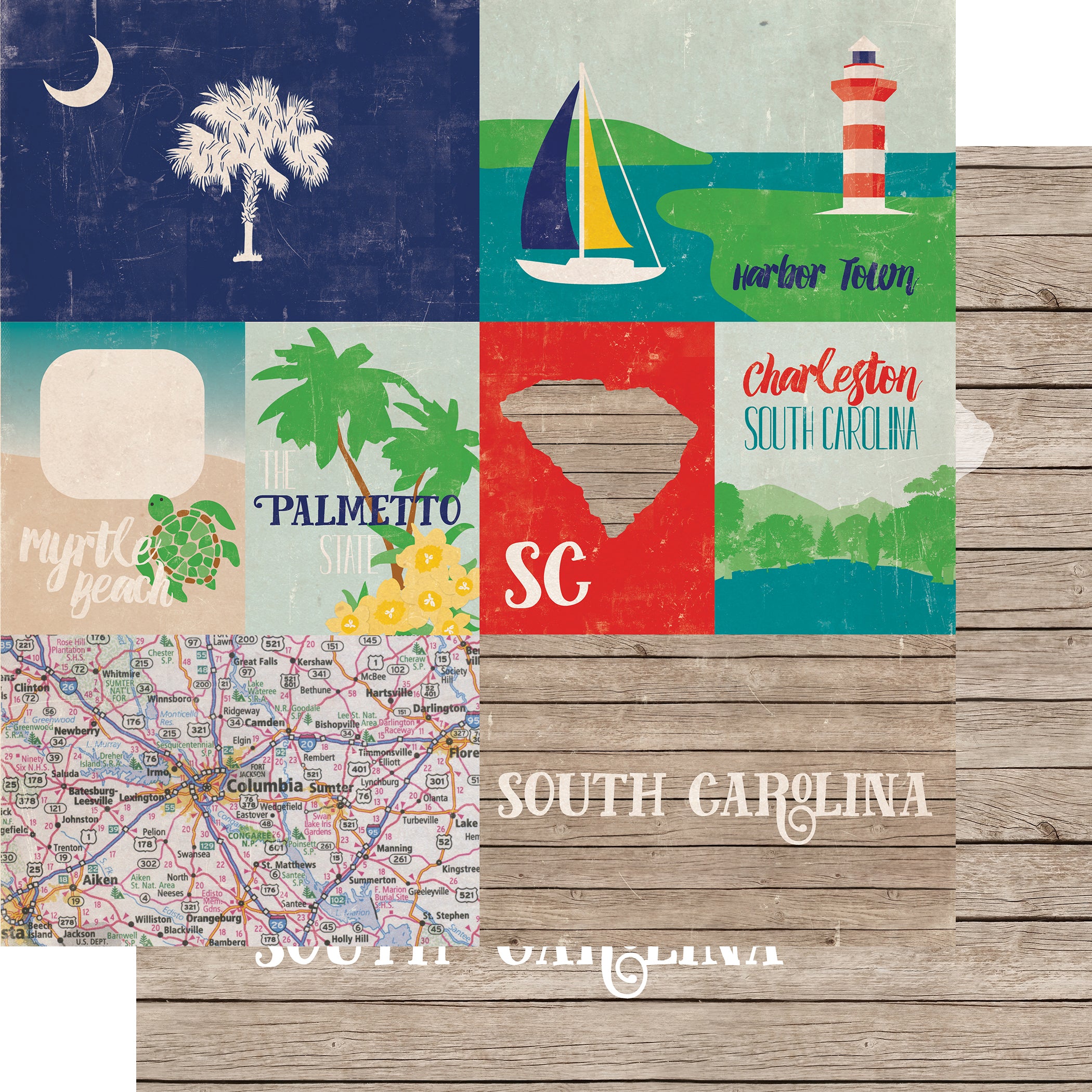 Stateside Collection South Carolina 12 x 12 Double-Sided Scrapbook Paper by Echo Park Paper