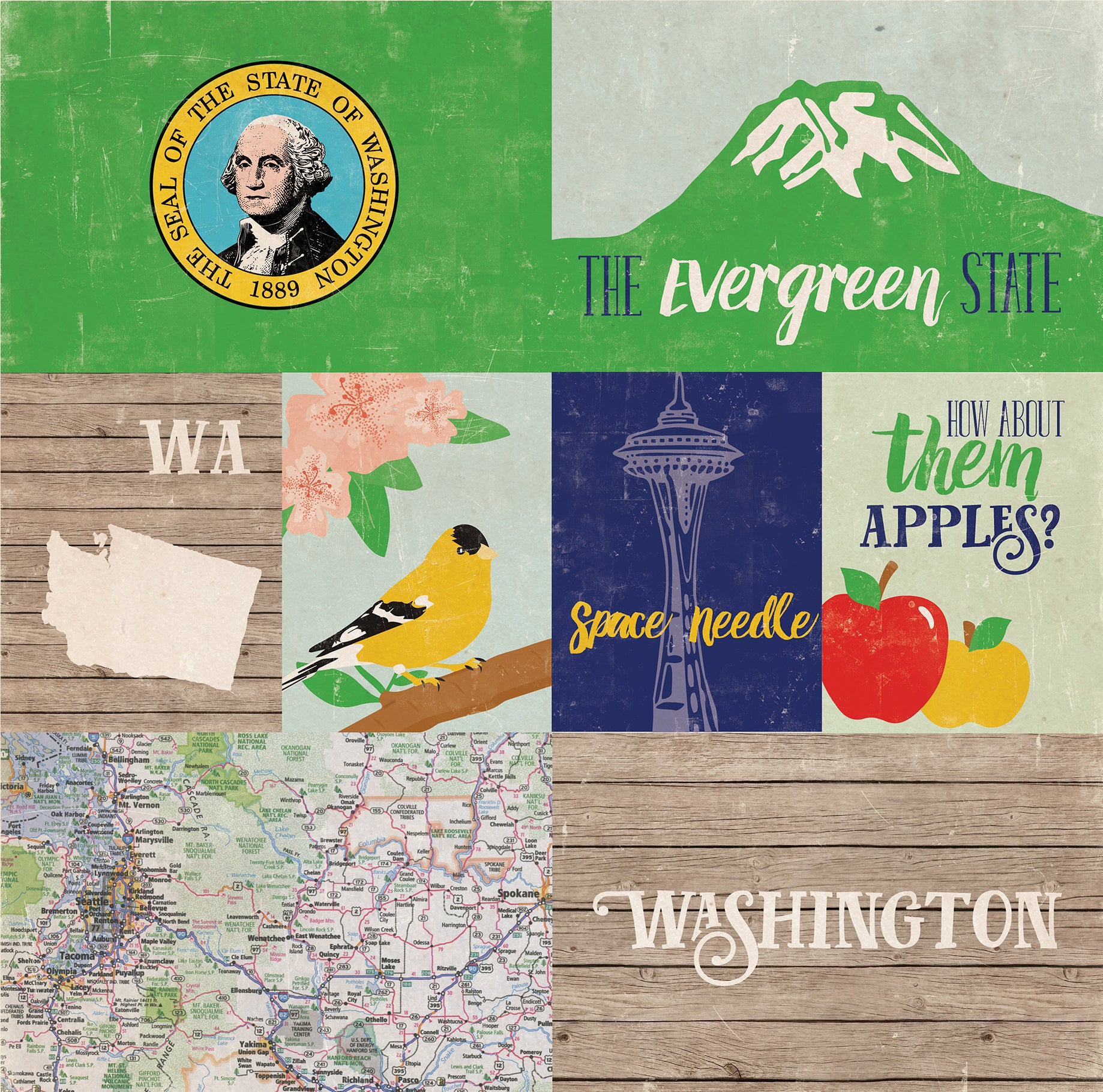 Stateside Collection Washington 12 x 12 Double-Sided Scrapbook Paper by Echo Park Paper