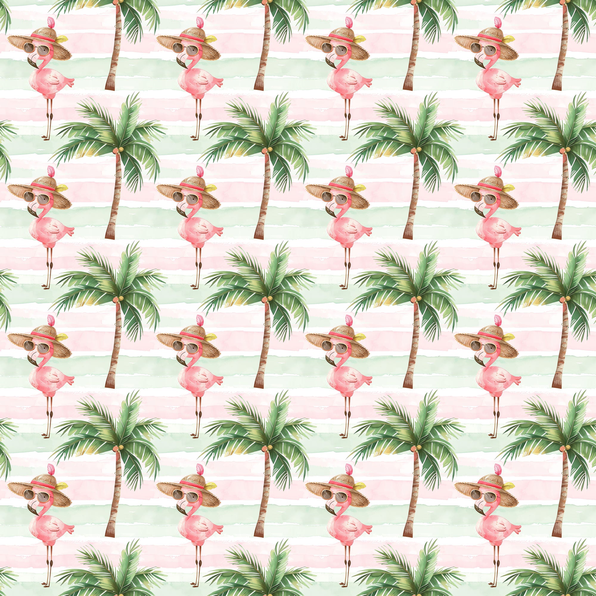 Summer at the Pool Collection Palm Trees & Flamingos 12 x 12 Double-Sided Scrapbook Paper by SSC Designs