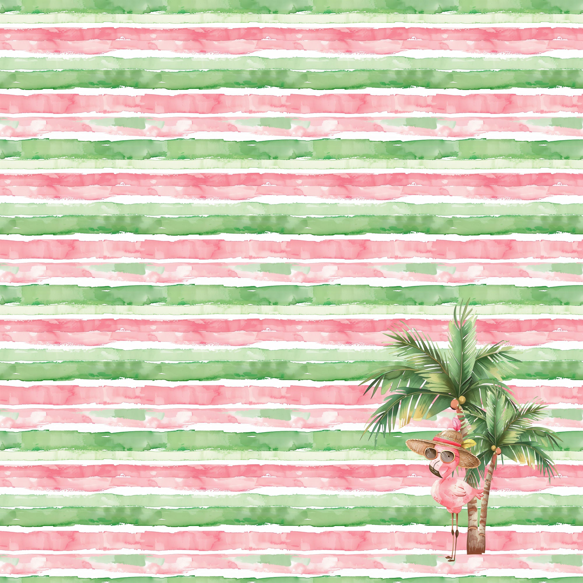 Summer at the Pool Collection Palm Trees & Flamingos 12 x 12 Double-Sided Scrapbook Paper by SSC Designs