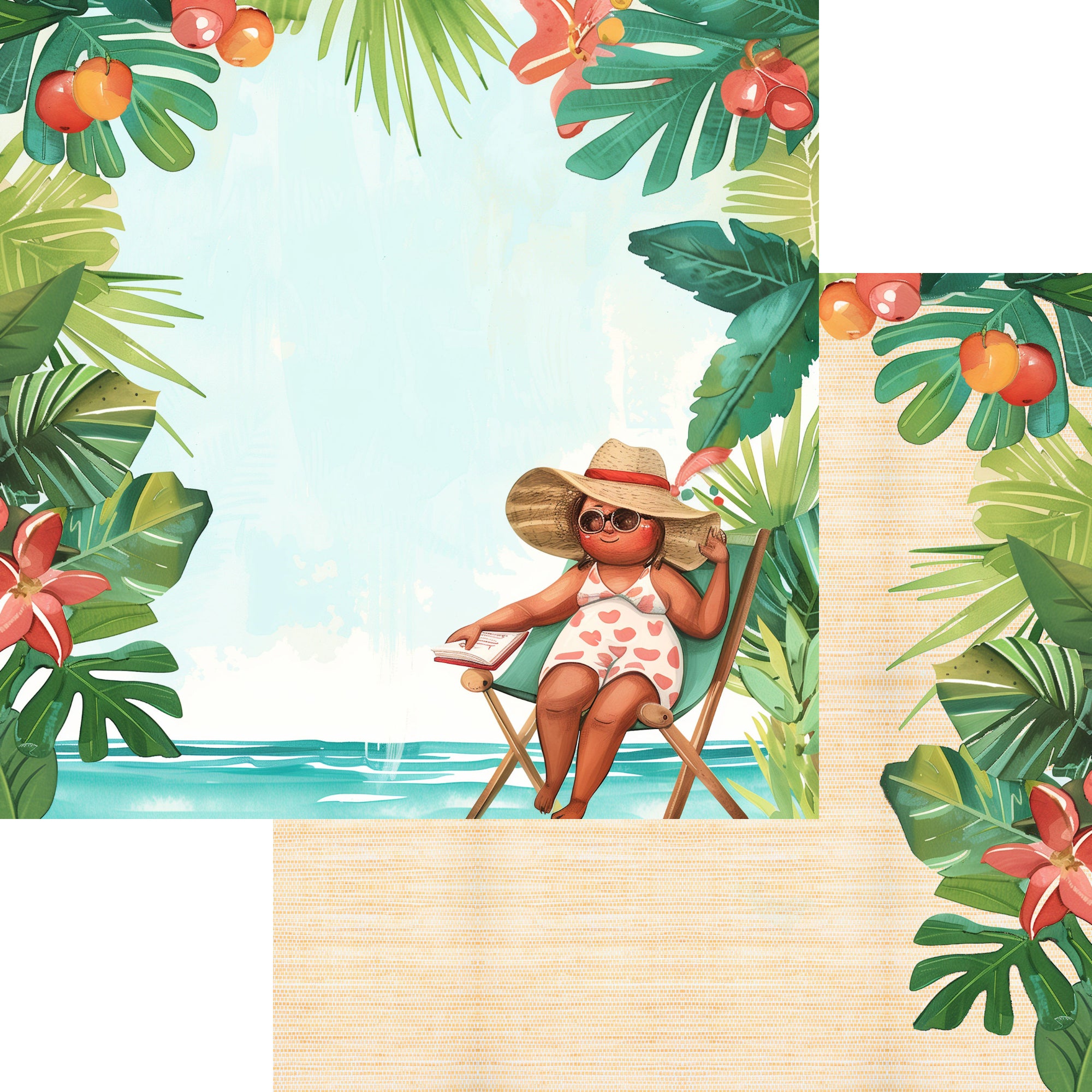 Summer at the Pool Collection Beach Breeze 12 x 12 Double-Sided Scrapbook Paper by SSC Designs