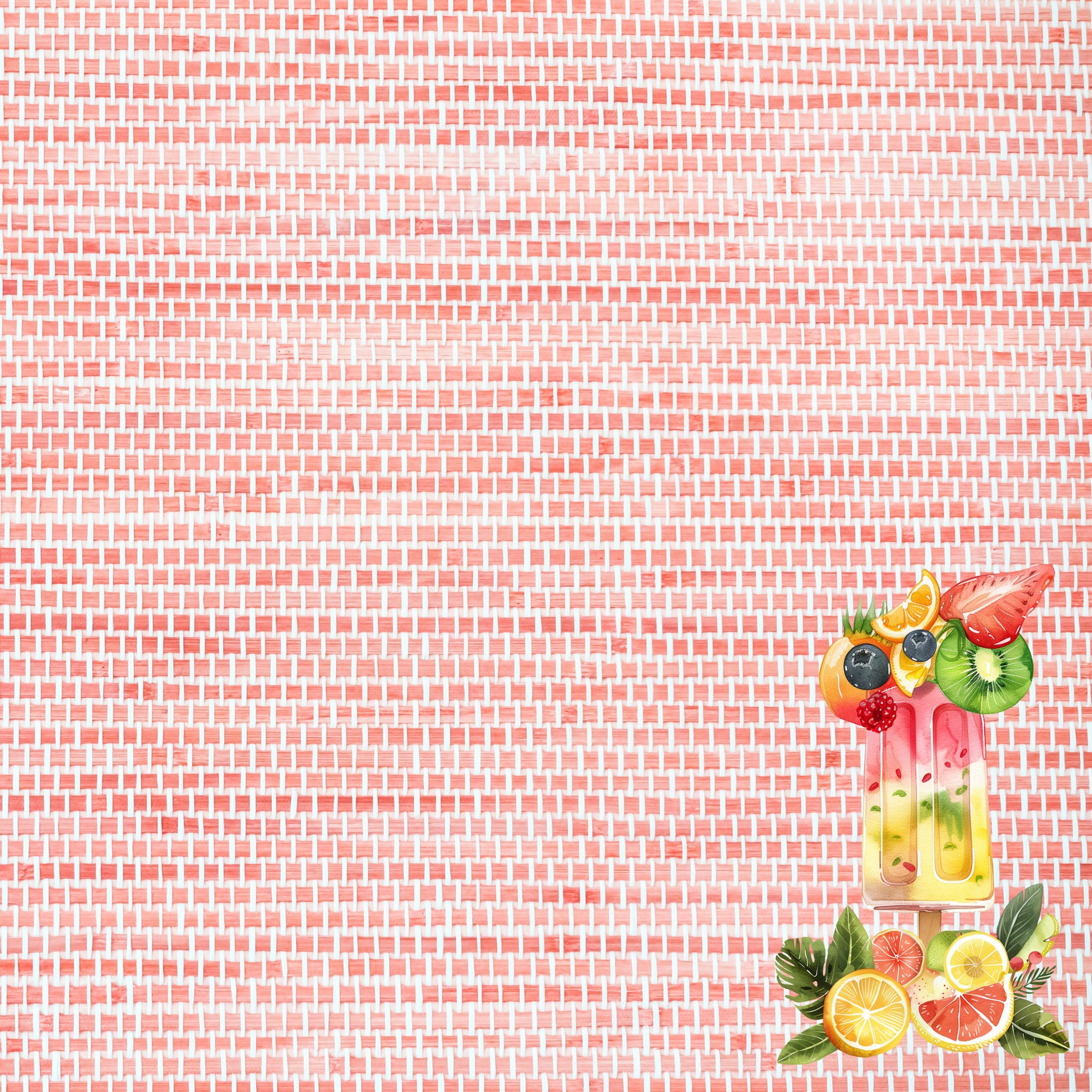 Summer at the Pool Collection Fruit Bars 12 x 12 Double-Sided Scrapbook Paper by SSC Designs