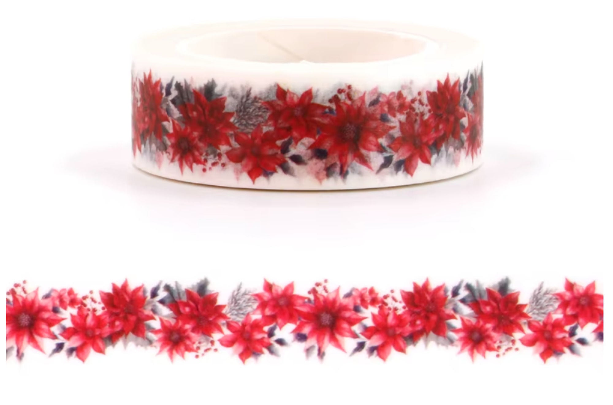 TW Collection Christmas Pretty Poinsettias Scrapbook Washi Tape by SSC Designs - 15mm x 30 Feet