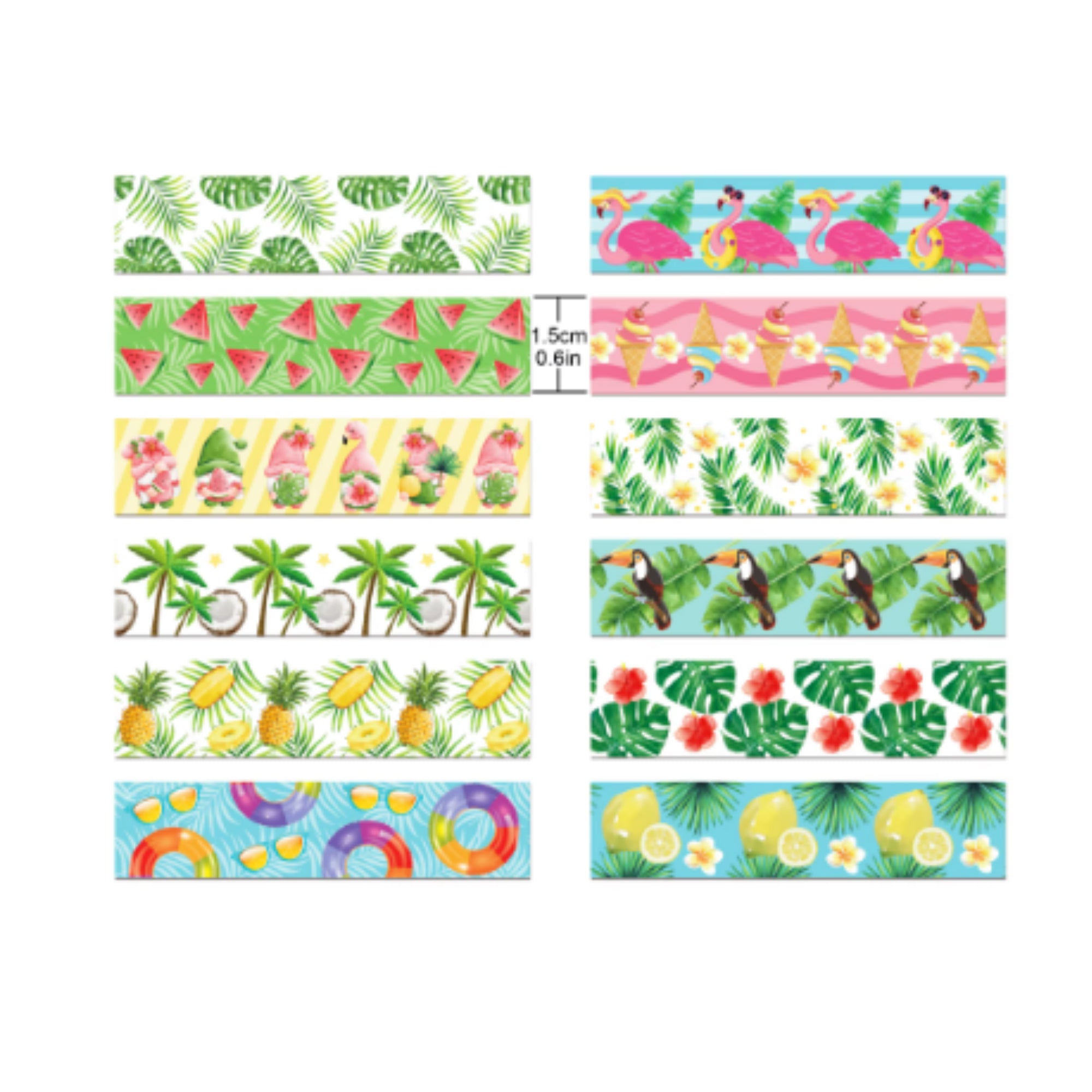 Whimsical Washi Tape Collection Tropical Dreams Decorative Scrapbook Washi Tape by SSC Designs - 10 Rolls