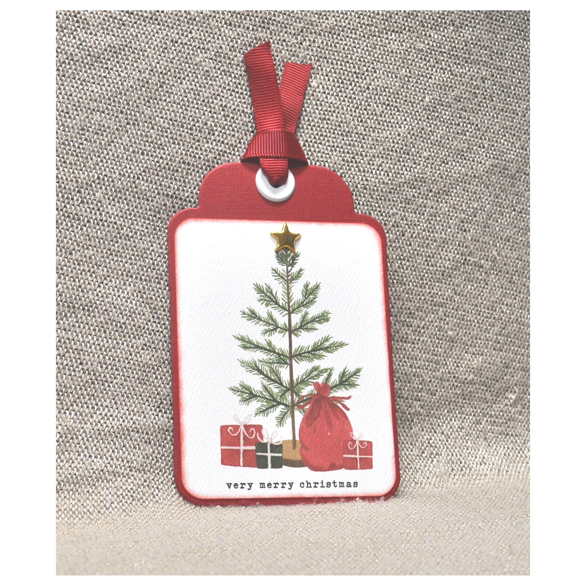 Happy Christmas Collection Very Merry Christmas 3.5 x 5 Scrapbook Tag Embellishment by SSC Designs