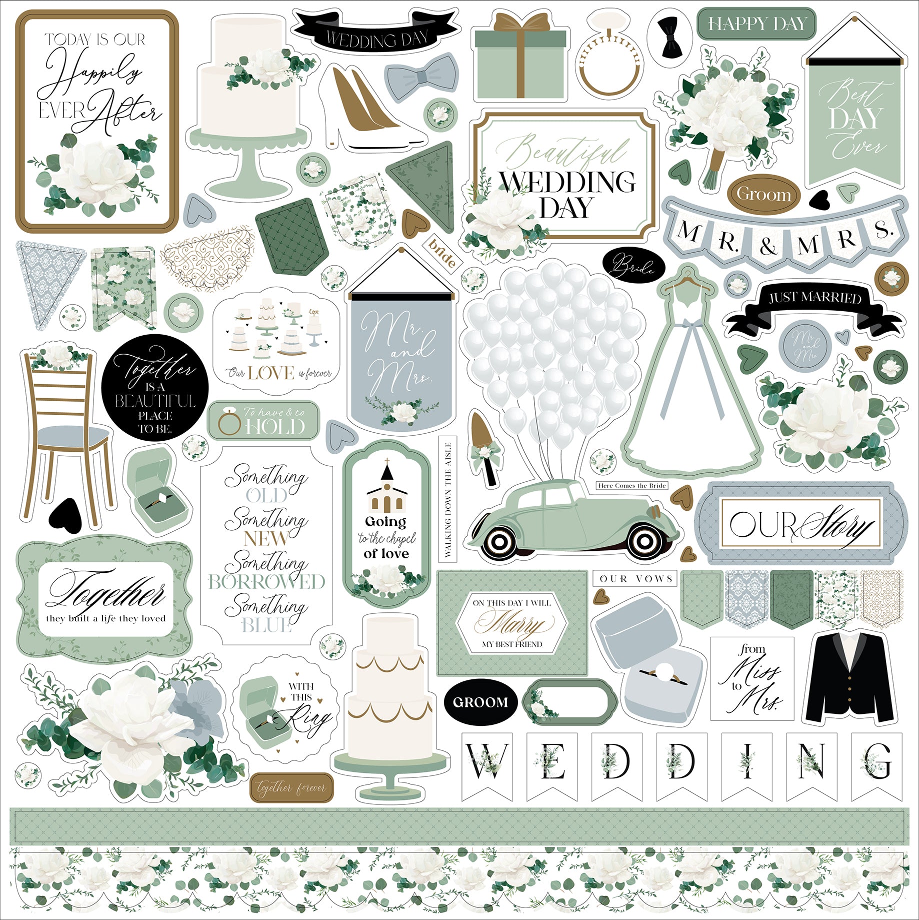 Wedding Bells 12 x 12 Scrapbook Collection Kit by Echo Park Paper - 13 Pieces