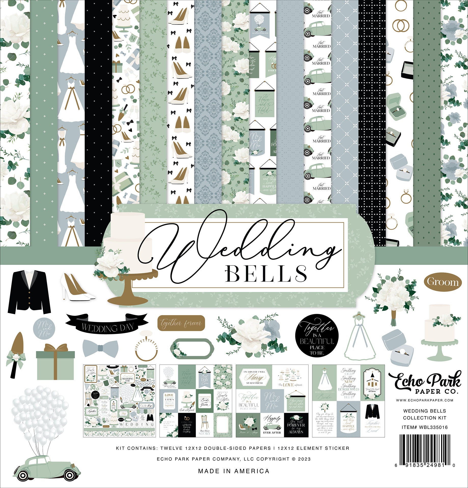 Wedding Bells 12 x 12 Scrapbook Collection Kit by Echo Park Paper - 13 Pieces