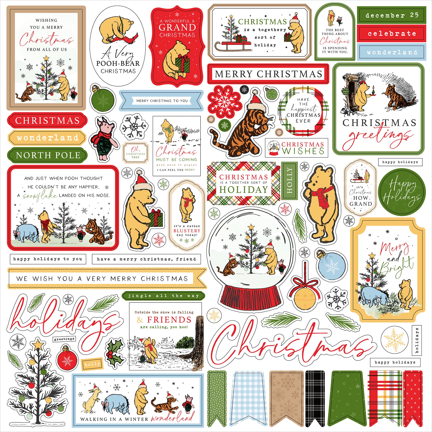 Winnie The Pooh Christmas Collection 13-Piece Collection Kit by Echo Park Paper