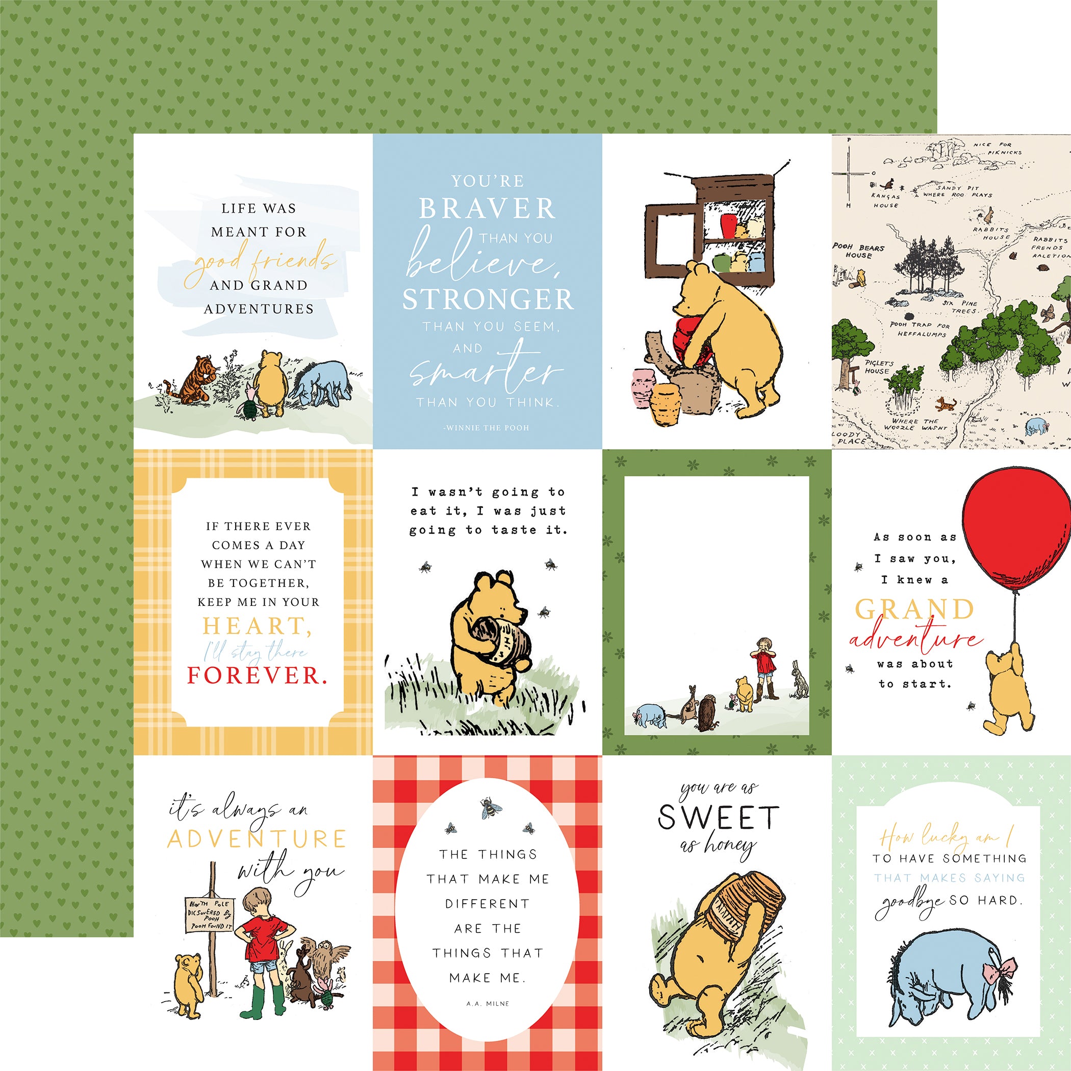 Winnie the Pooh Collection 3 x 4 Journaling Cards 12 x 12 Double-Sided Scrapbook Paper by Echo Park Paper