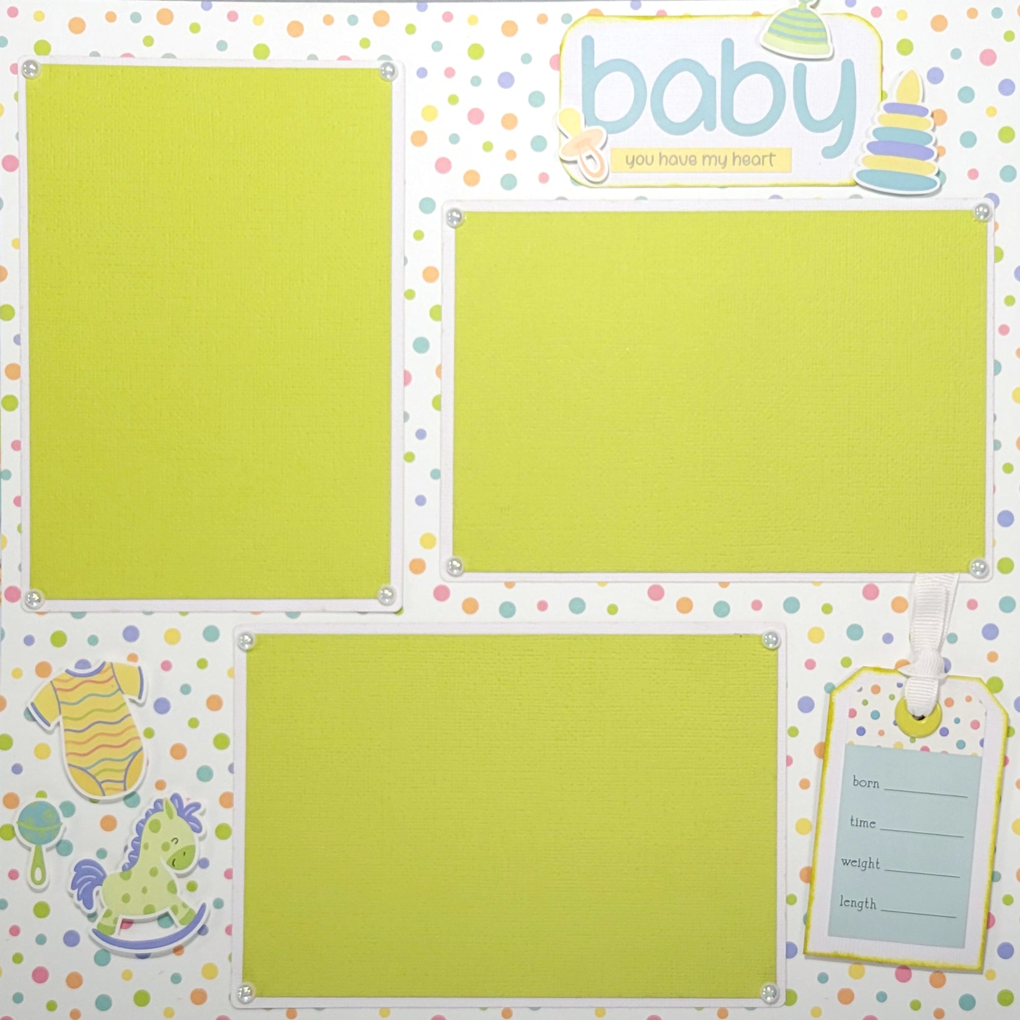 Welcome Home Sweet Baby Boy (2) - 12 x 12 Pages, Fully-Assembled & Hand-Crafted 3D Scrapbook Premade by SSC Designs