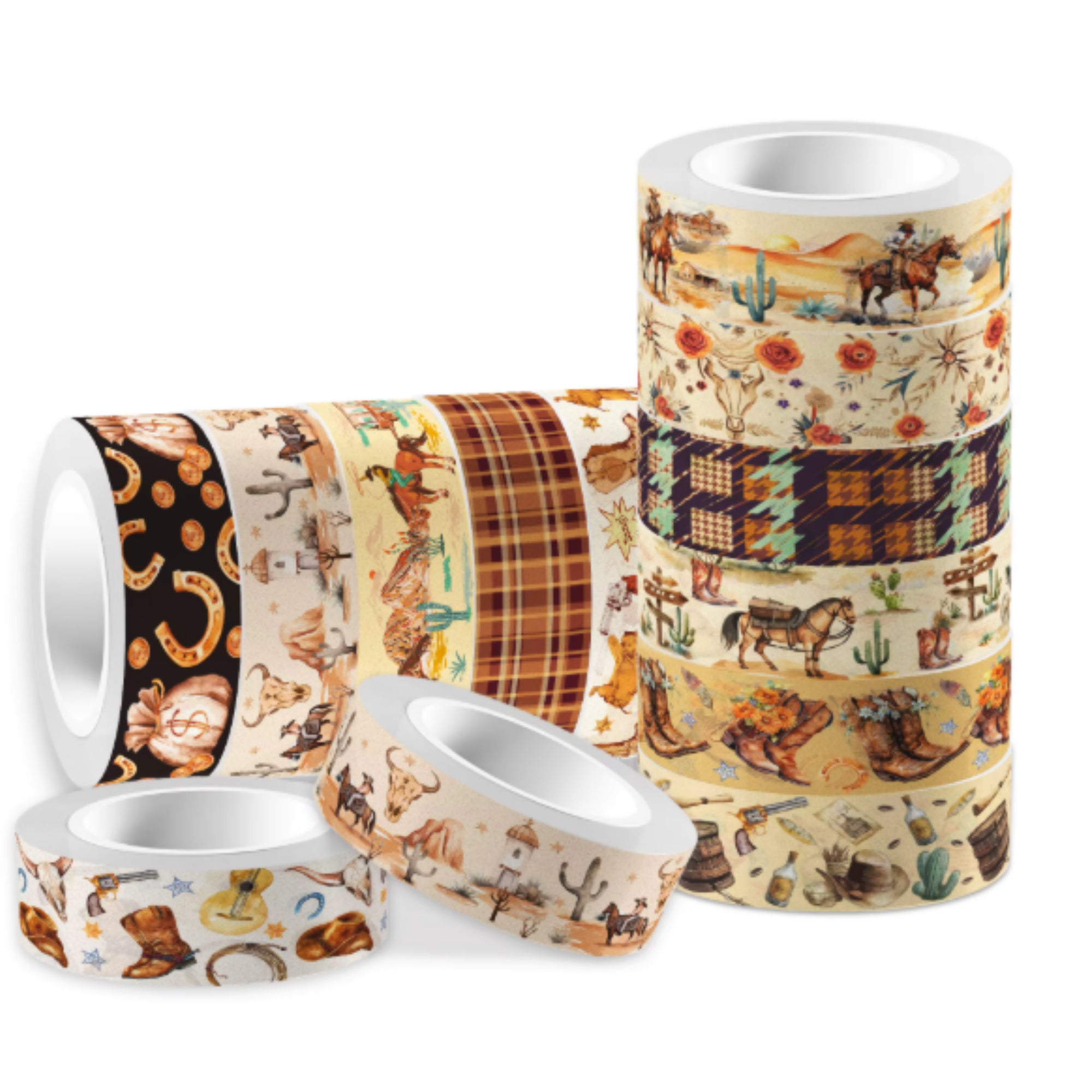 Whimsical Washi Tape Collection Western Desert Decorative Scrapbook Washi Tape by SSC Designs - 10 Rolls