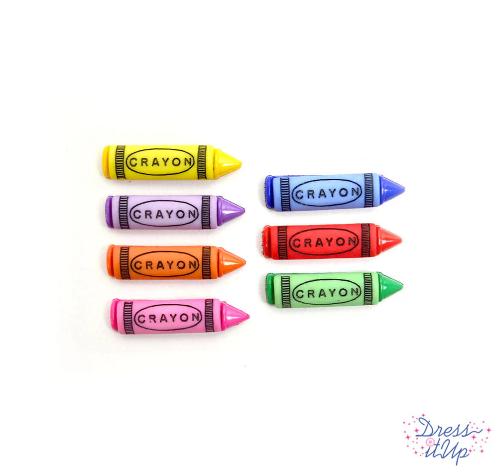 Dress It Up Collection Crayons Scrapbook Buttons by Jesse James - Pkg. of 7