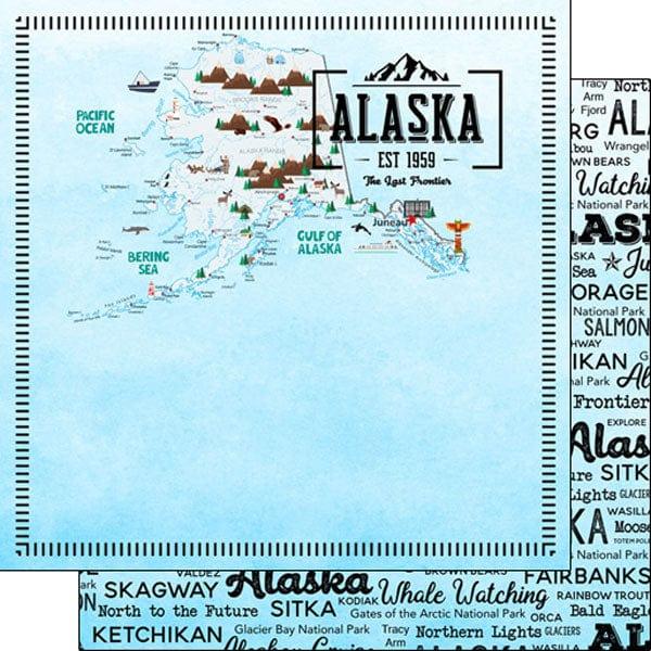 Postage Map Collection Alaska 12 x 12 Scrapbook Paper by Scrapbook Customs