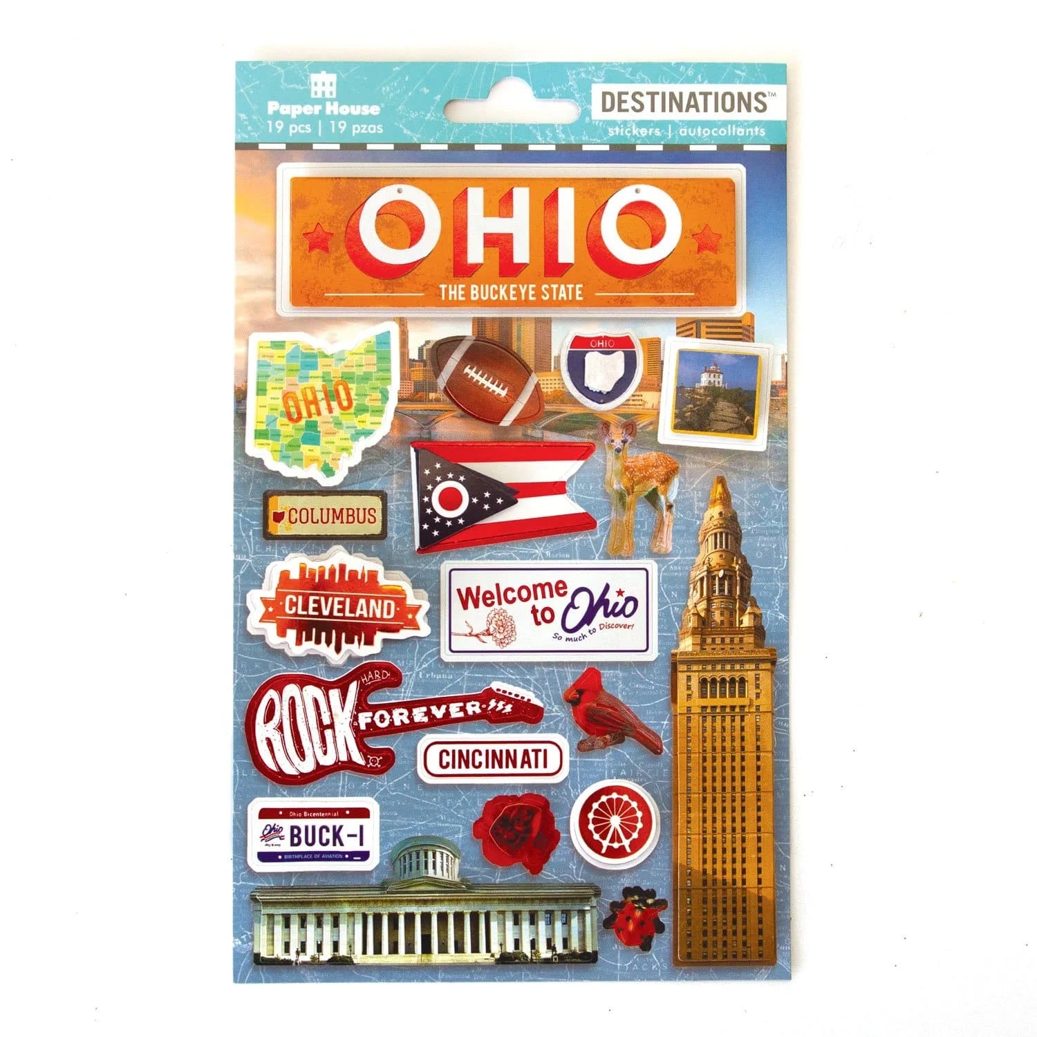 Destinations Collection Ohio 5 x 7 3D Foil Scrapbook Embellishment by Paper House Productions