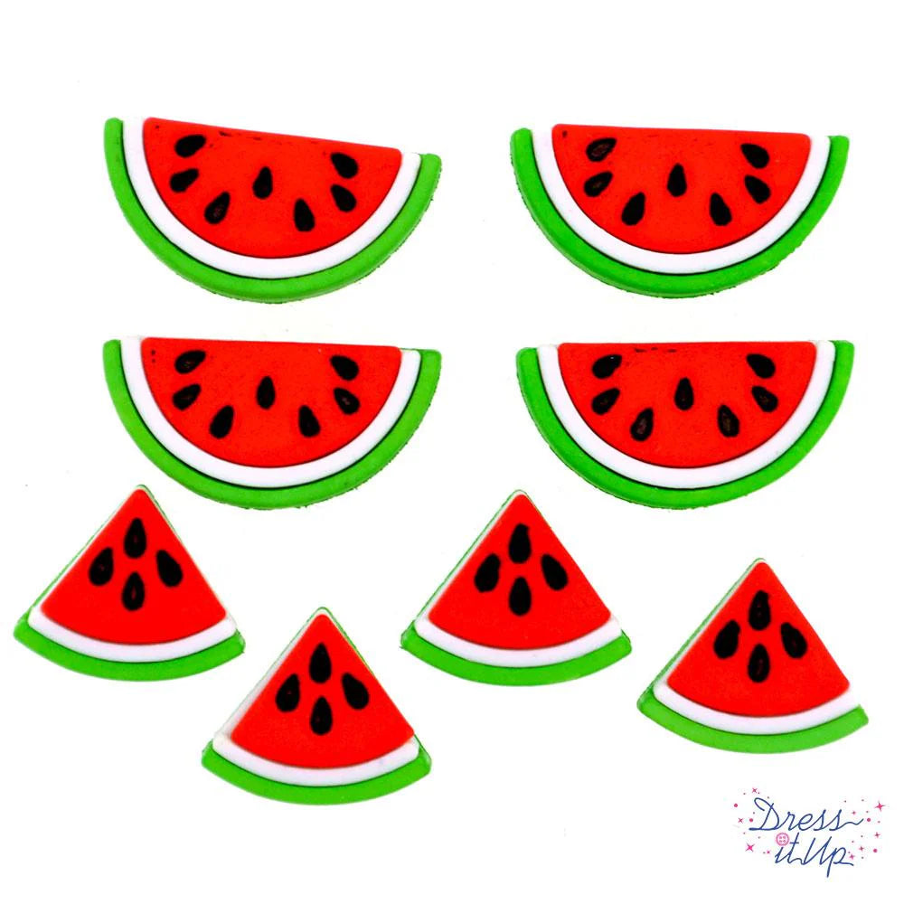 Dress It Up Collection Watermelon Scrapbook Buttons by Jesse James - Pkg. of 8