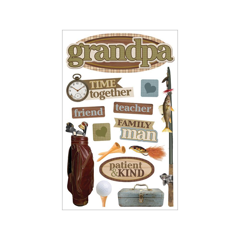 Family Collection Grandpa 5 x 7 Glitter & Foil 3D Scrapbook Embellishment by Paper House Productions - Scrapbook Supply Companies