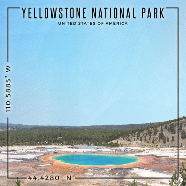 Travel Coordinates Collection Yellowstone National Park 12 x 12 Double-Sided Scrapbook Paper by Scrapbook Customs - Scrapbook Supply Companies