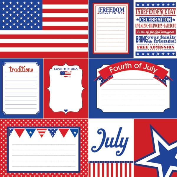 Patriotic Collection 4th of July Journal 12 x 12 Double-Sided Scrapbook Paper by Scrapbook Customs - Scrapbook Supply Companies