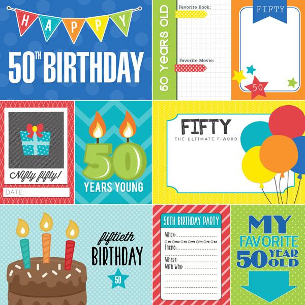 Birthday Journal Collection 50th 12 x 12 Double-Sided Scrapbook Paper by Scrapbook Customs - Scrapbook Supply Companies